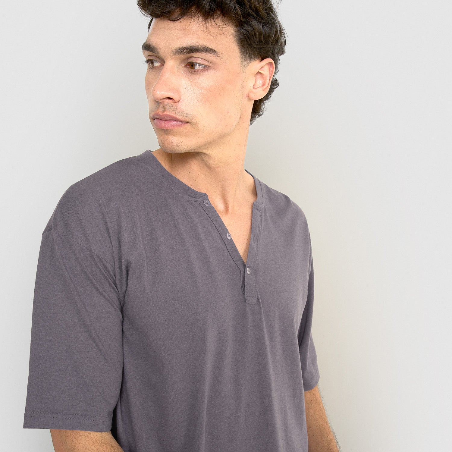 Pyjama court pour homme avec boutons indigo
