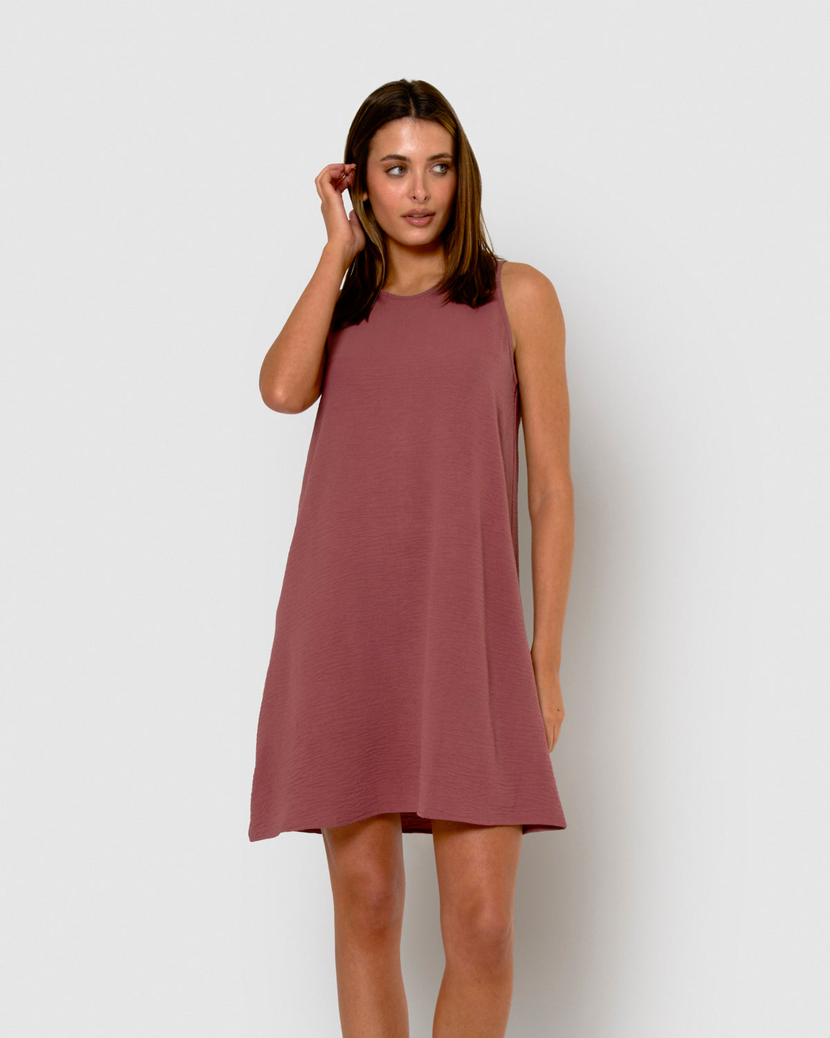 Short dress with straps, plain cotton muslin
