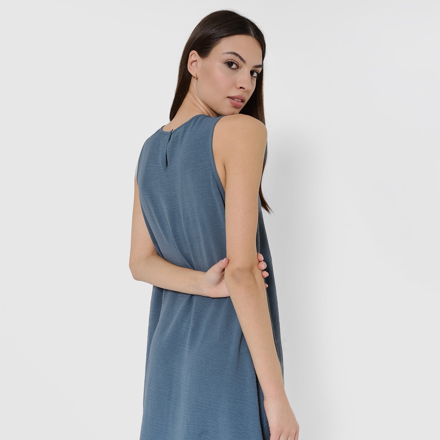 Robe courte à bretelles, mousseline de coton unie