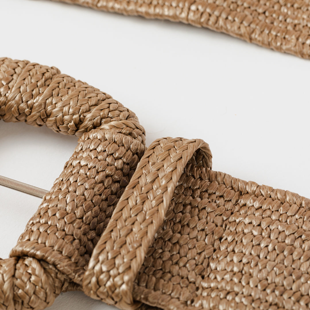 Cinturón de rafia trenzada arena arena