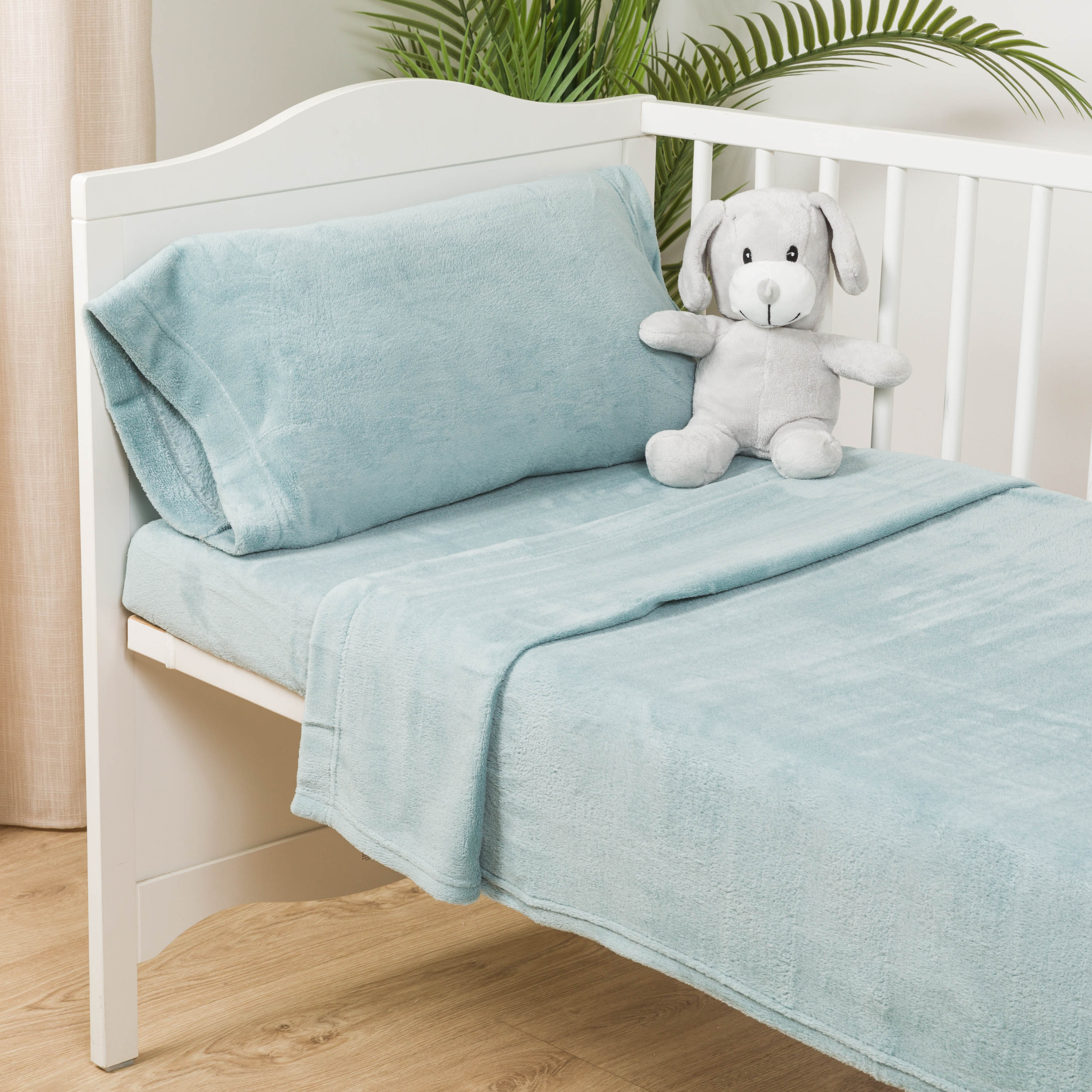 Plain coral fleece crib sheet set – Tramas+
