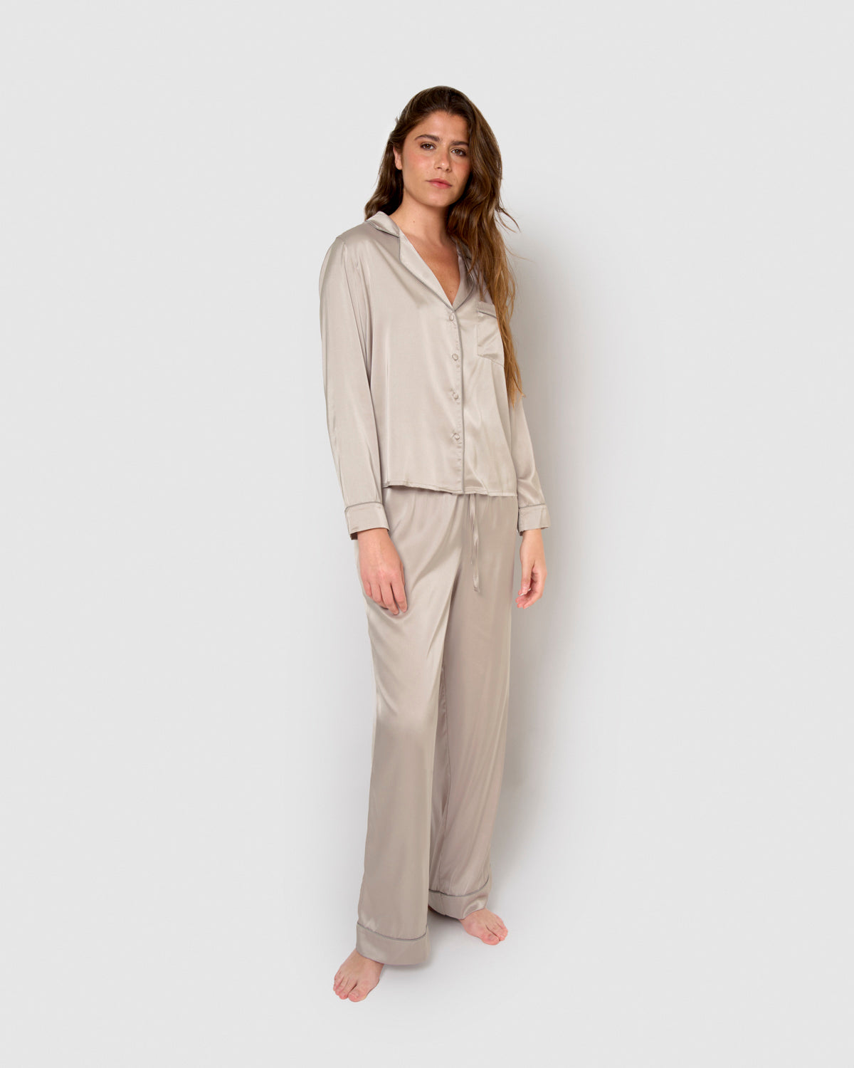 pyjama long en satin vert Tiffany