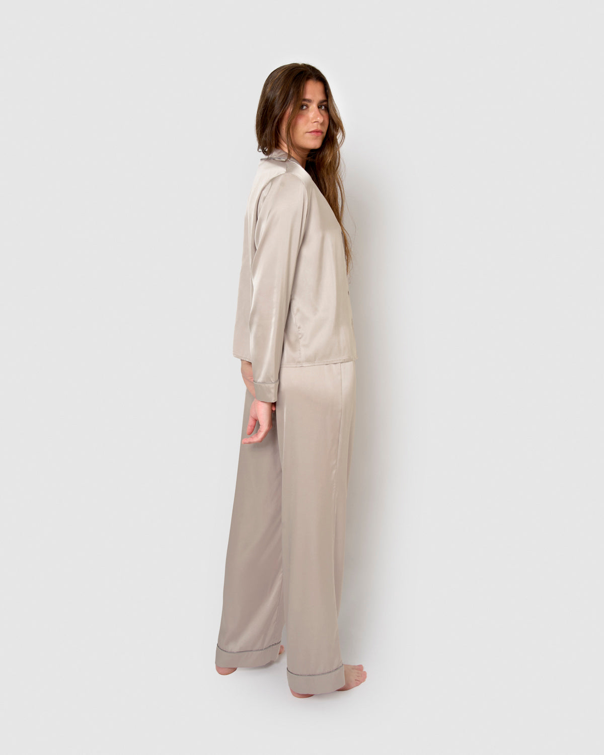pyjama long en satin vert Tiffany