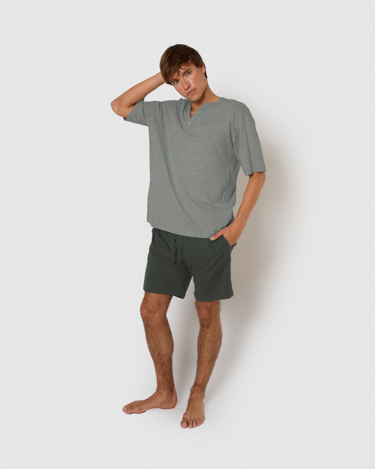 Pijama corto con botones verde azulado