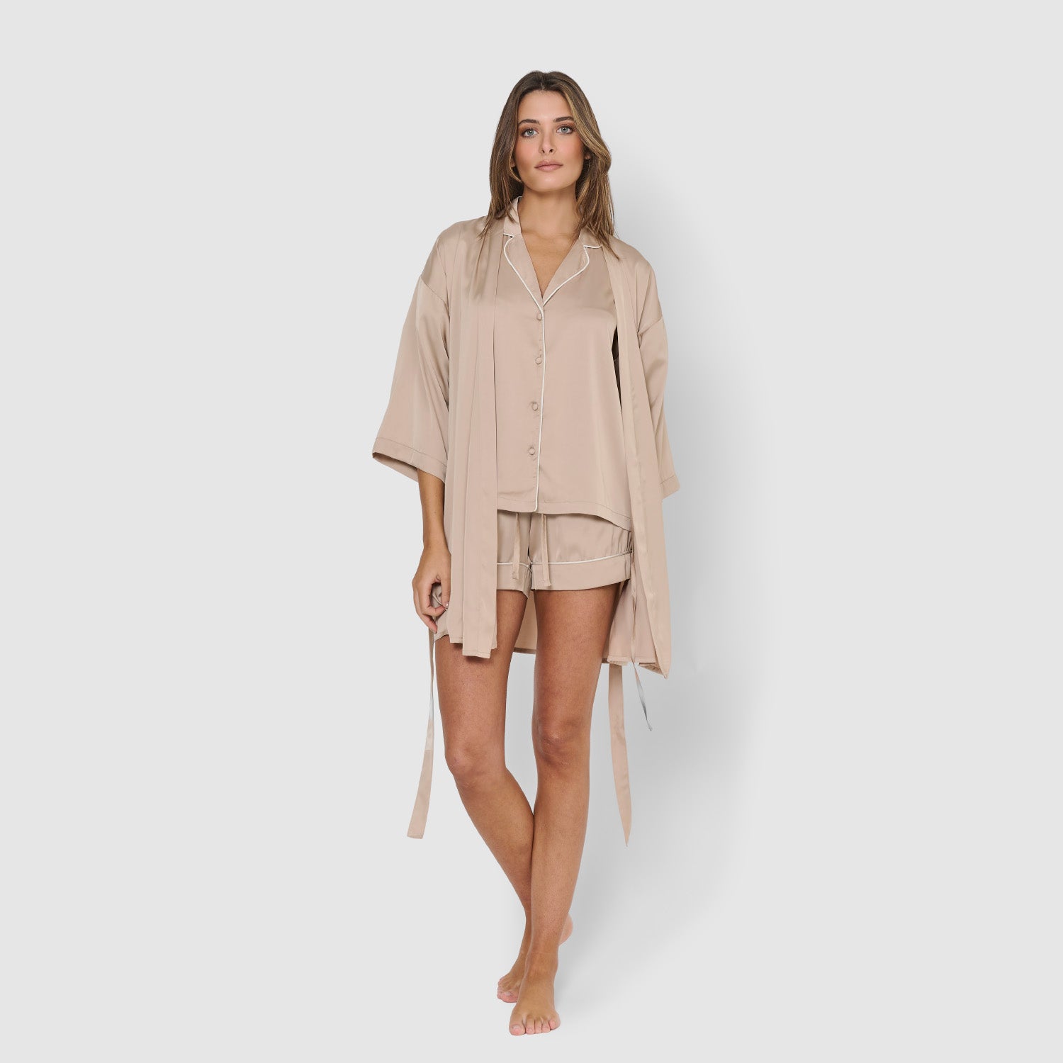 Bata corta satén friday beige