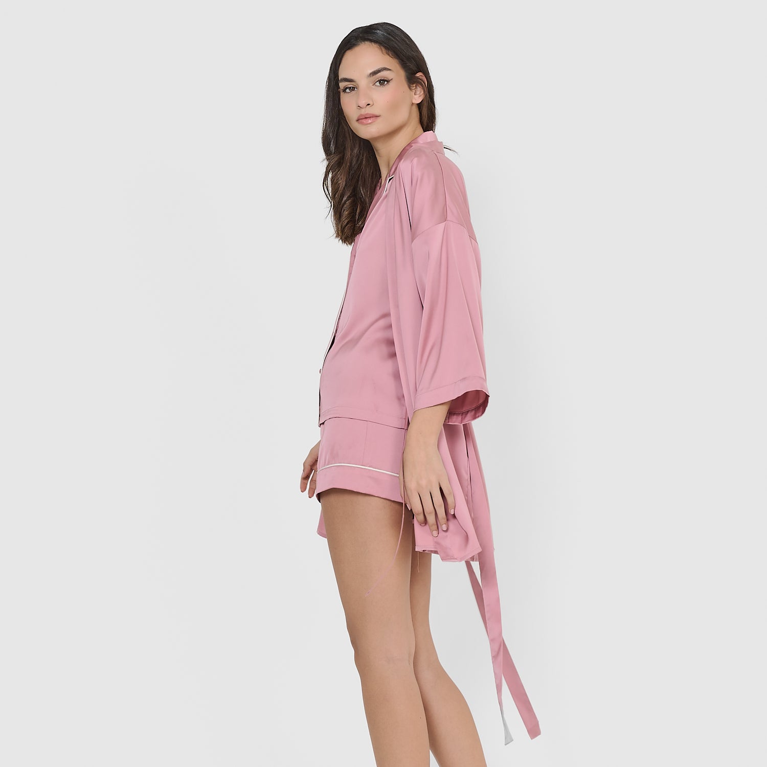 Robe curta de cetim para mulher Friday Solid Malva