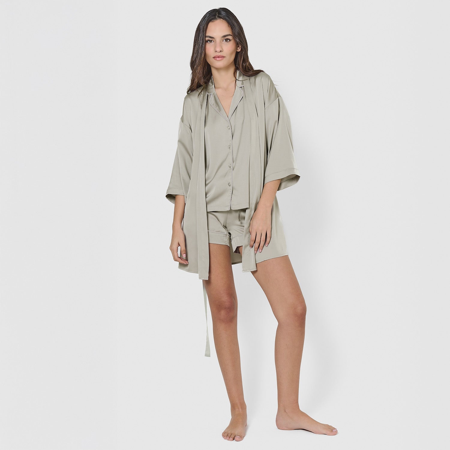 Robe curta de cetim para mulher Friday Solid Verde Tiffany