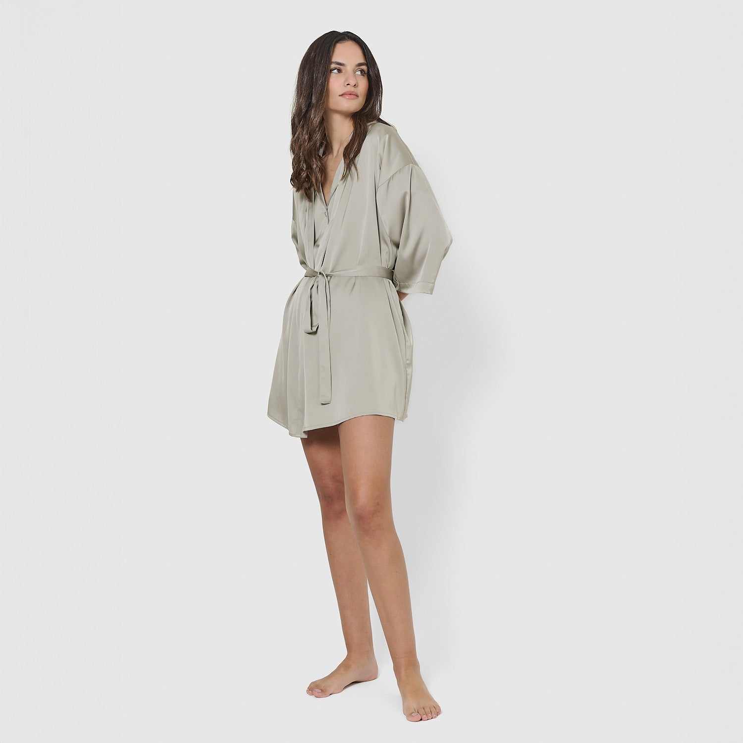 Robe curta de cetim para mulher Friday Solid Verde Tiffany