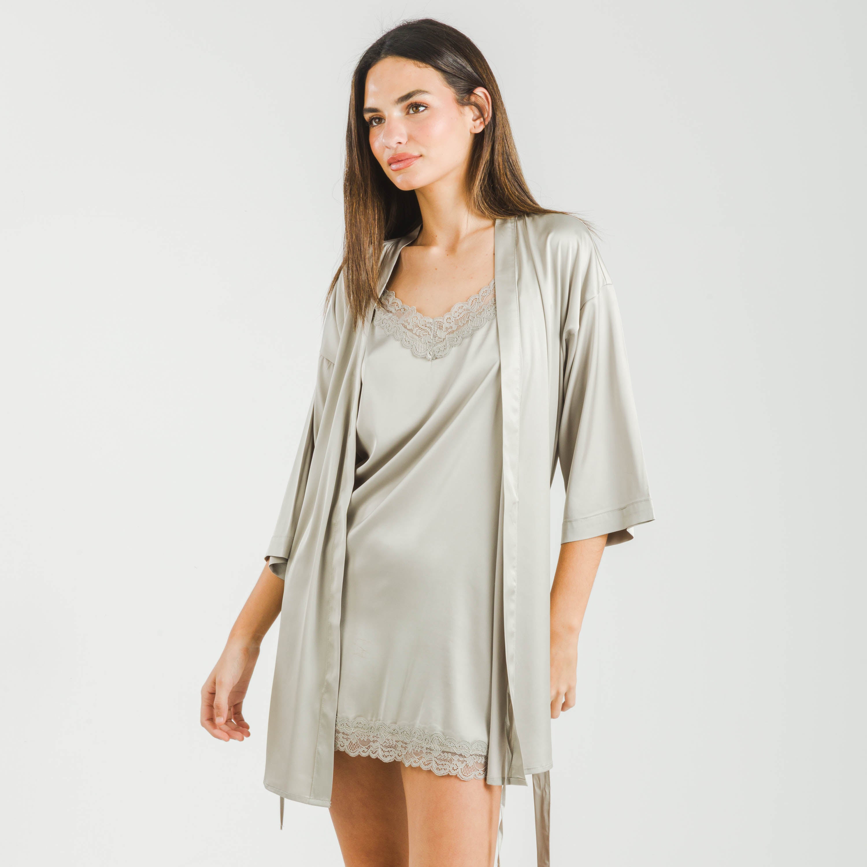 Bata corta mujer Satén Friday Solid Verde Tiffany