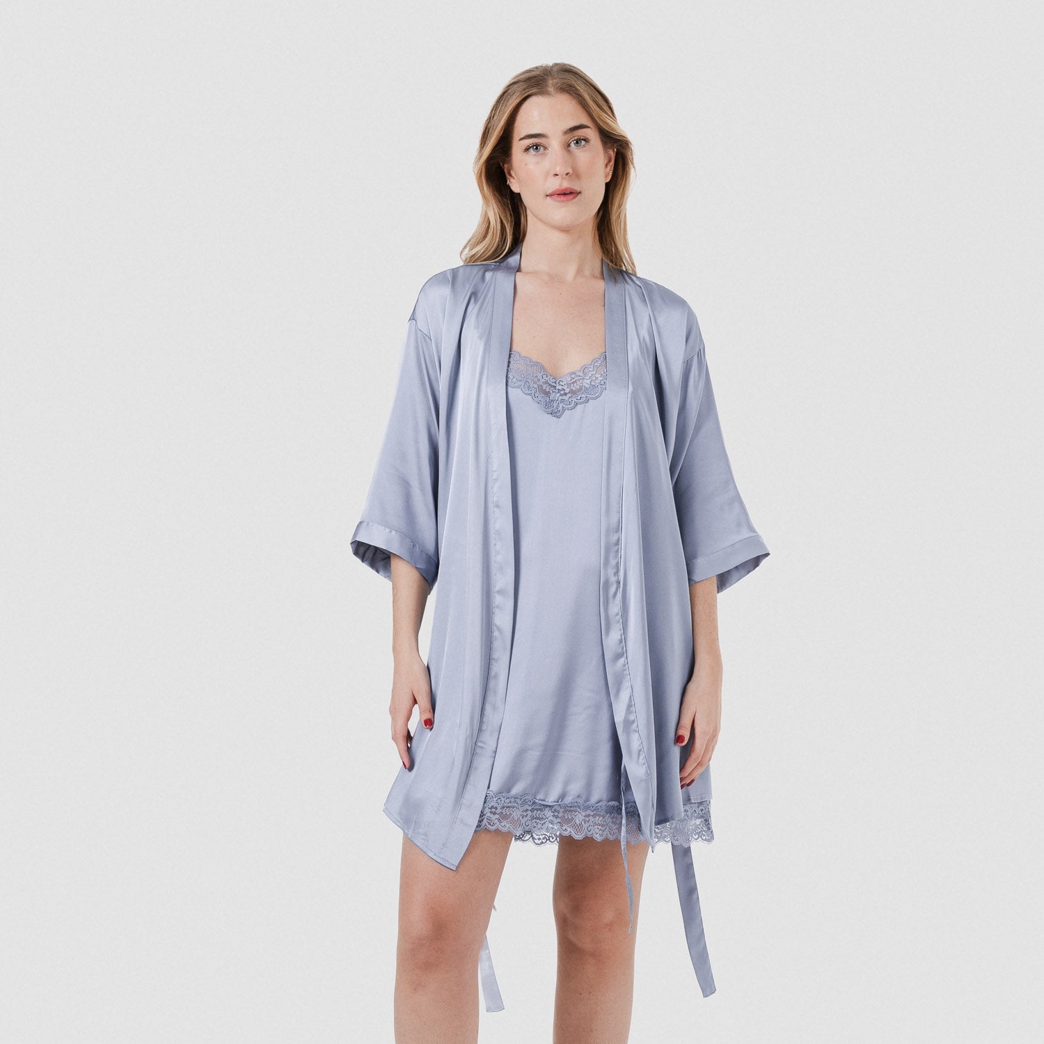 Bata corta mujer Satén Friday Solid Indigo