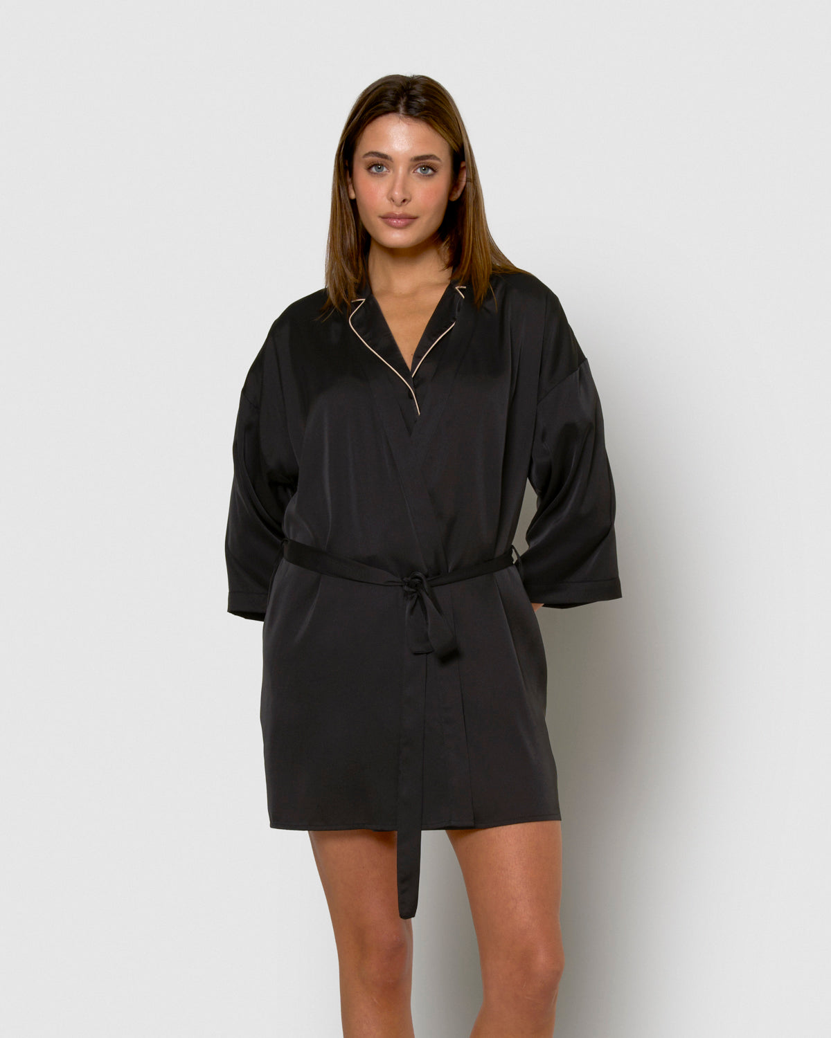 Short satin robe, black Friday
