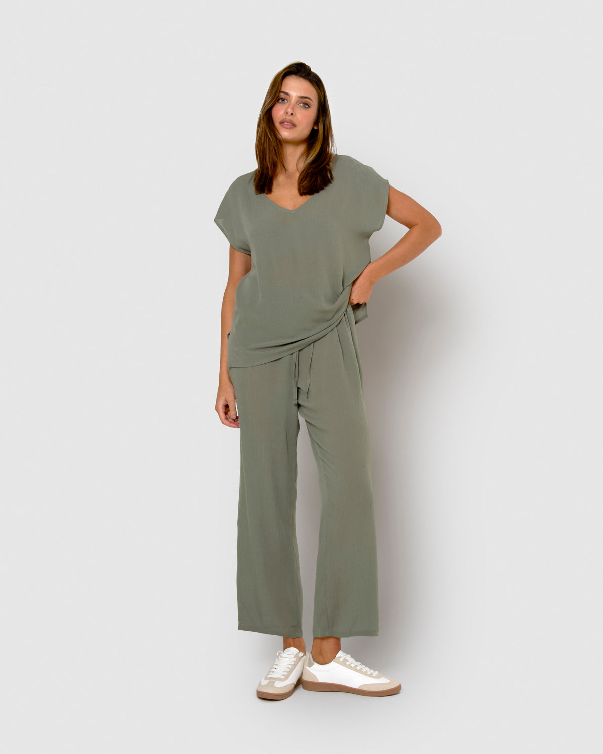 Camisa de mujer de viscosa bambula verde