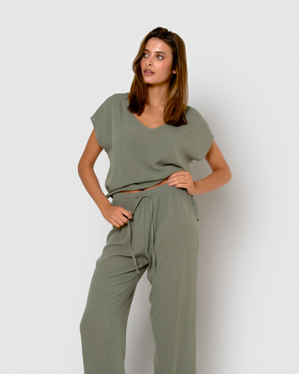 Camisa de mujer de viscosa bambula verde