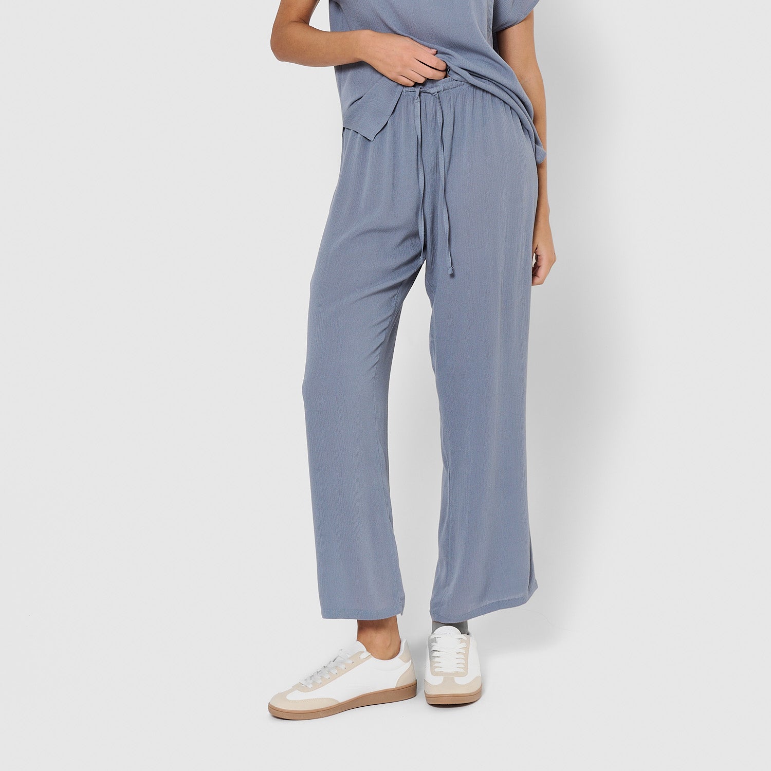 Pantalón largo viscosa bambula liso índigo