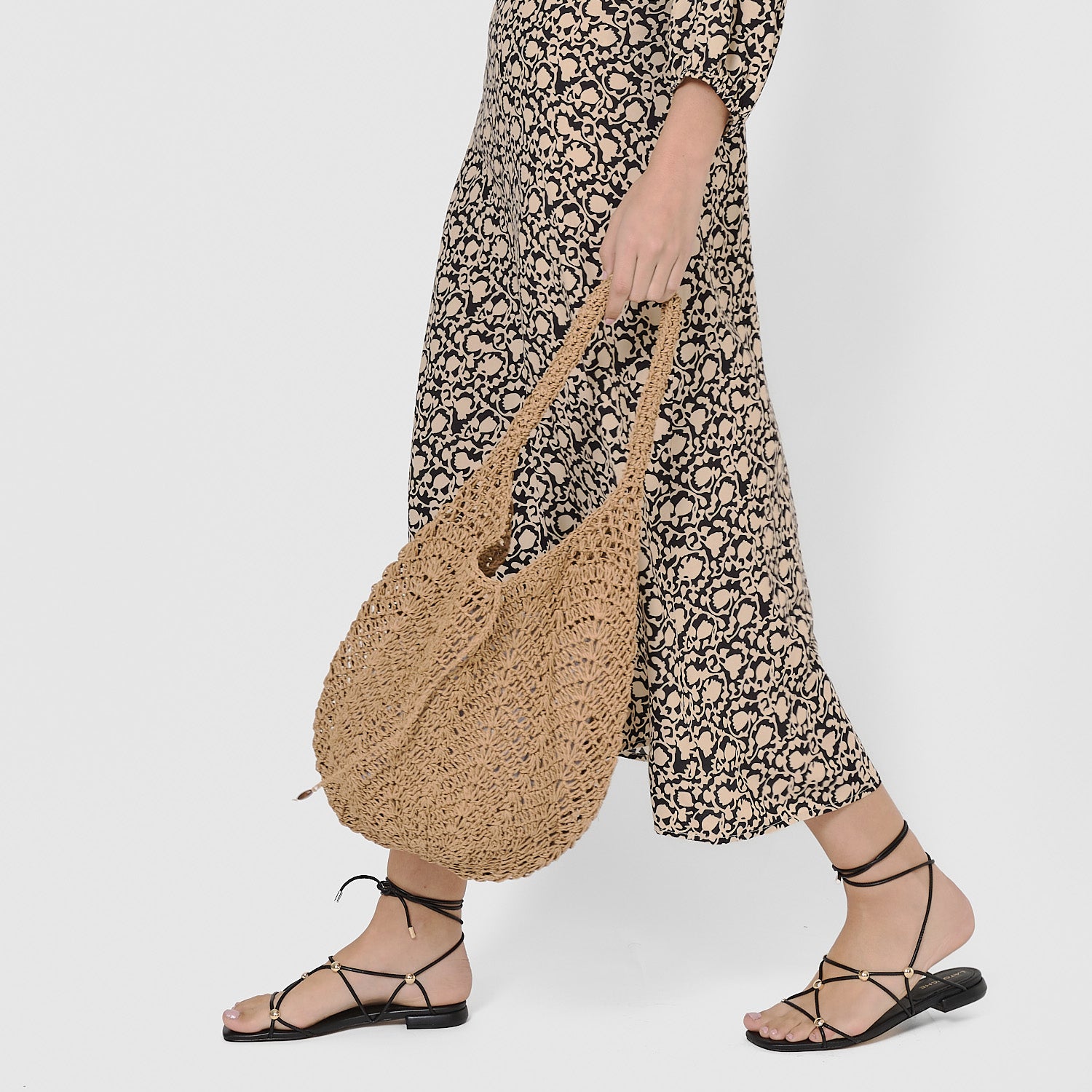 Bolso shopper de rafia trenzada