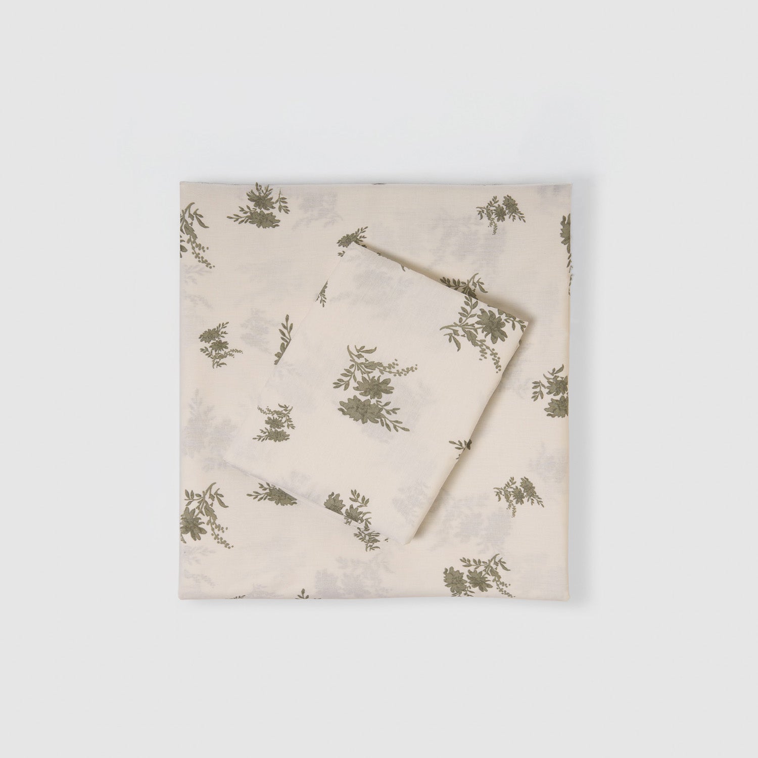 Juego de sábanas algodón percal Petri verde seco