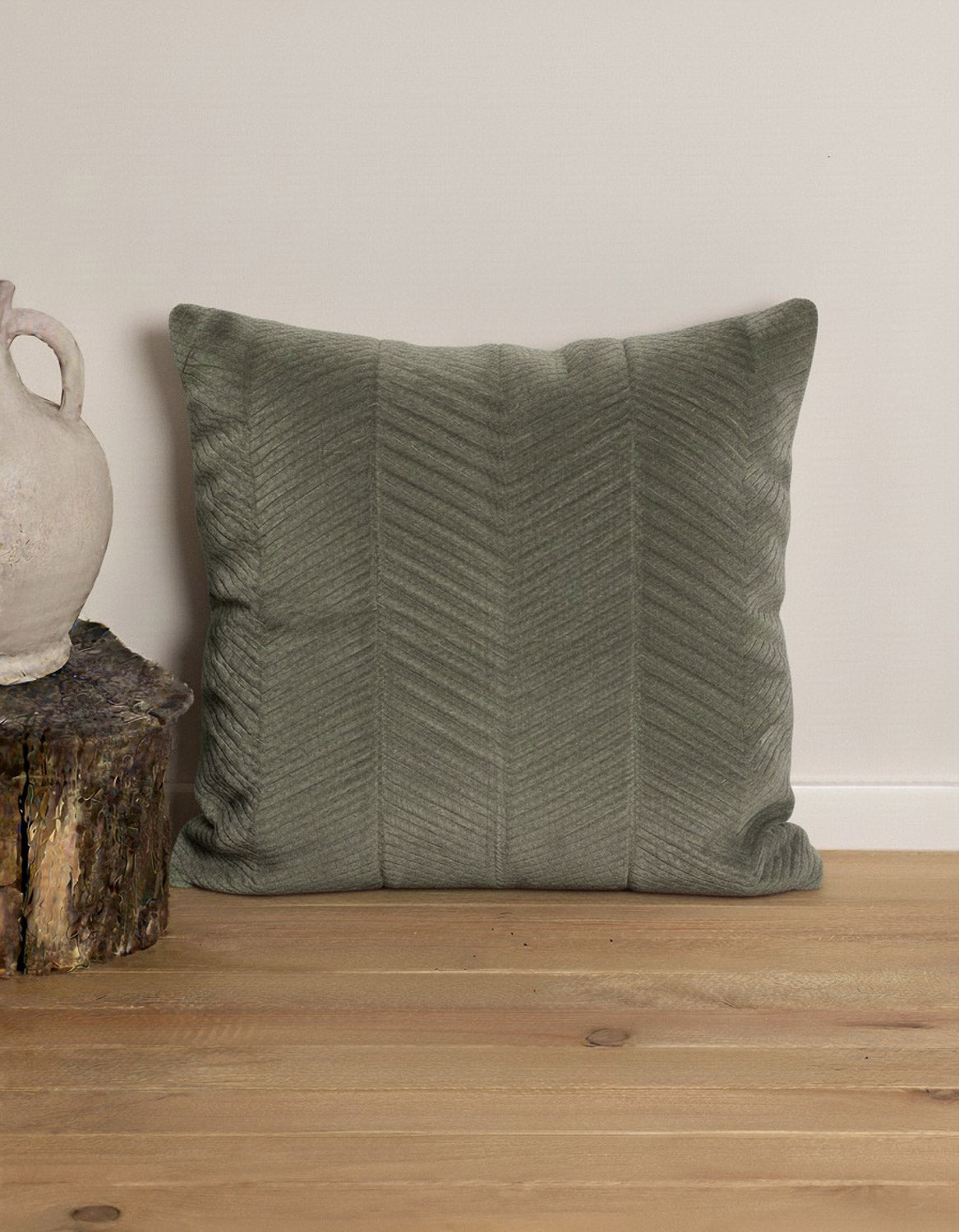 Cojín terciopelo algodón Hungria Verde Seco