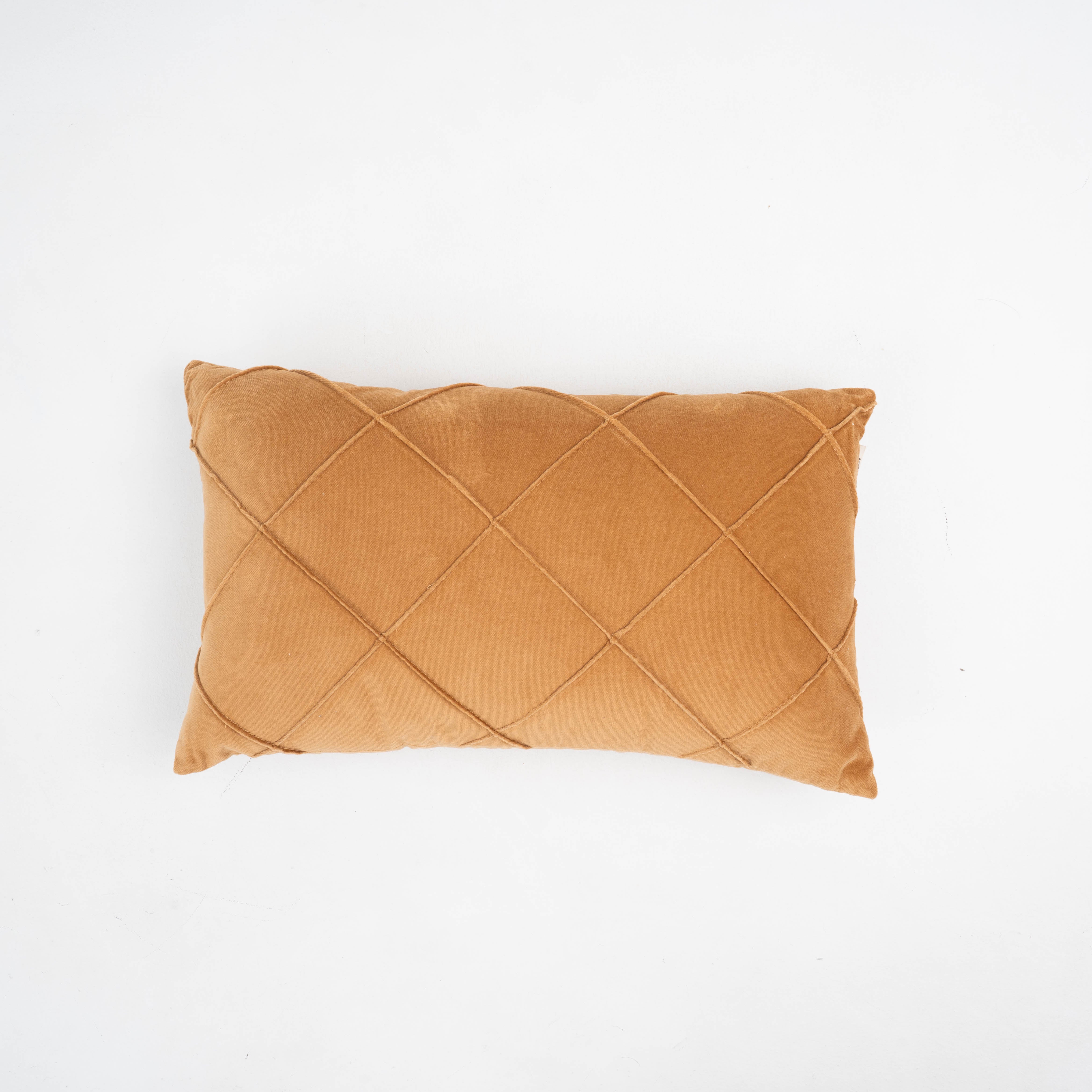Cojín rectangular terciopelo algodón Rombo liso - funda + relleno