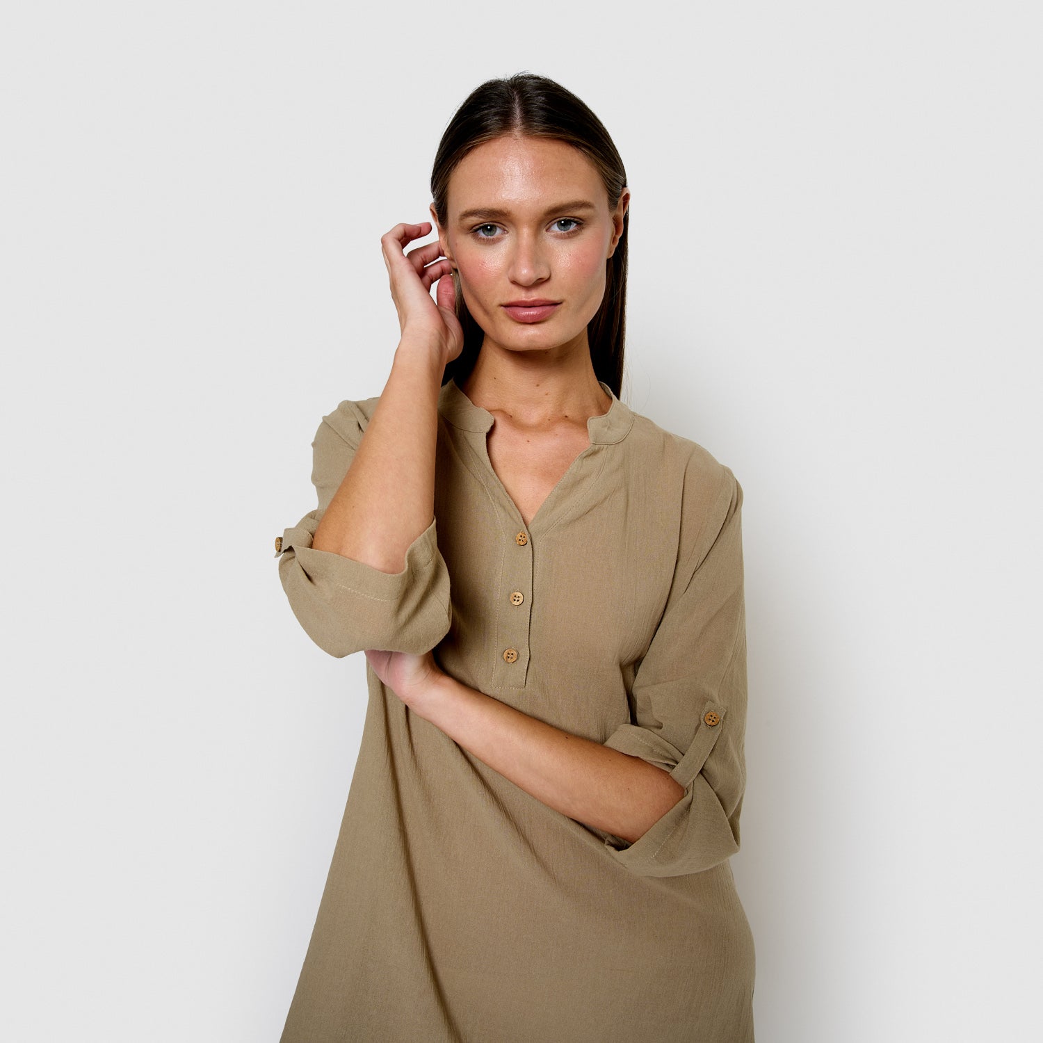 Plain cotton camisole with drawstring