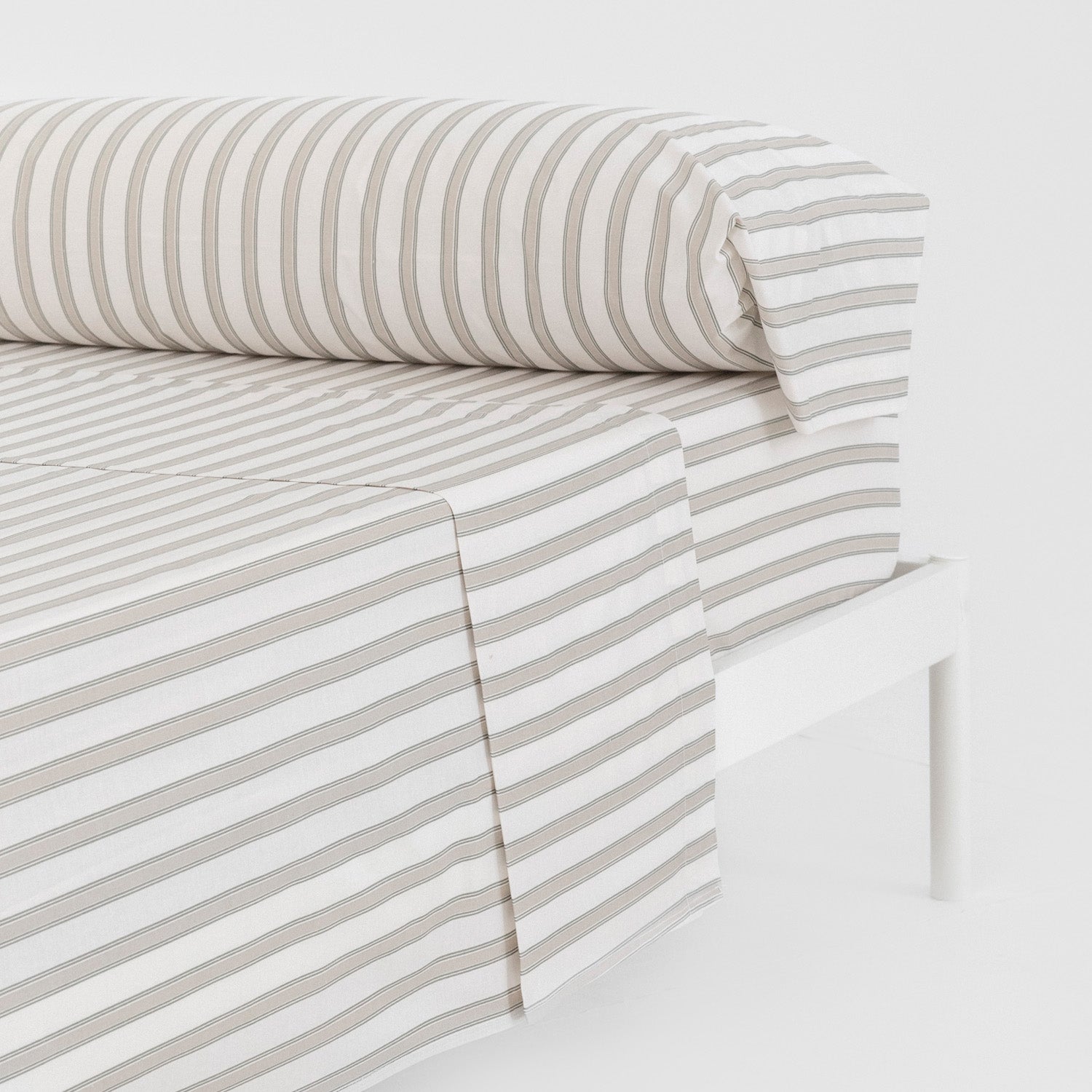 Juego de sábanas algodón Raya Sitges verde seco