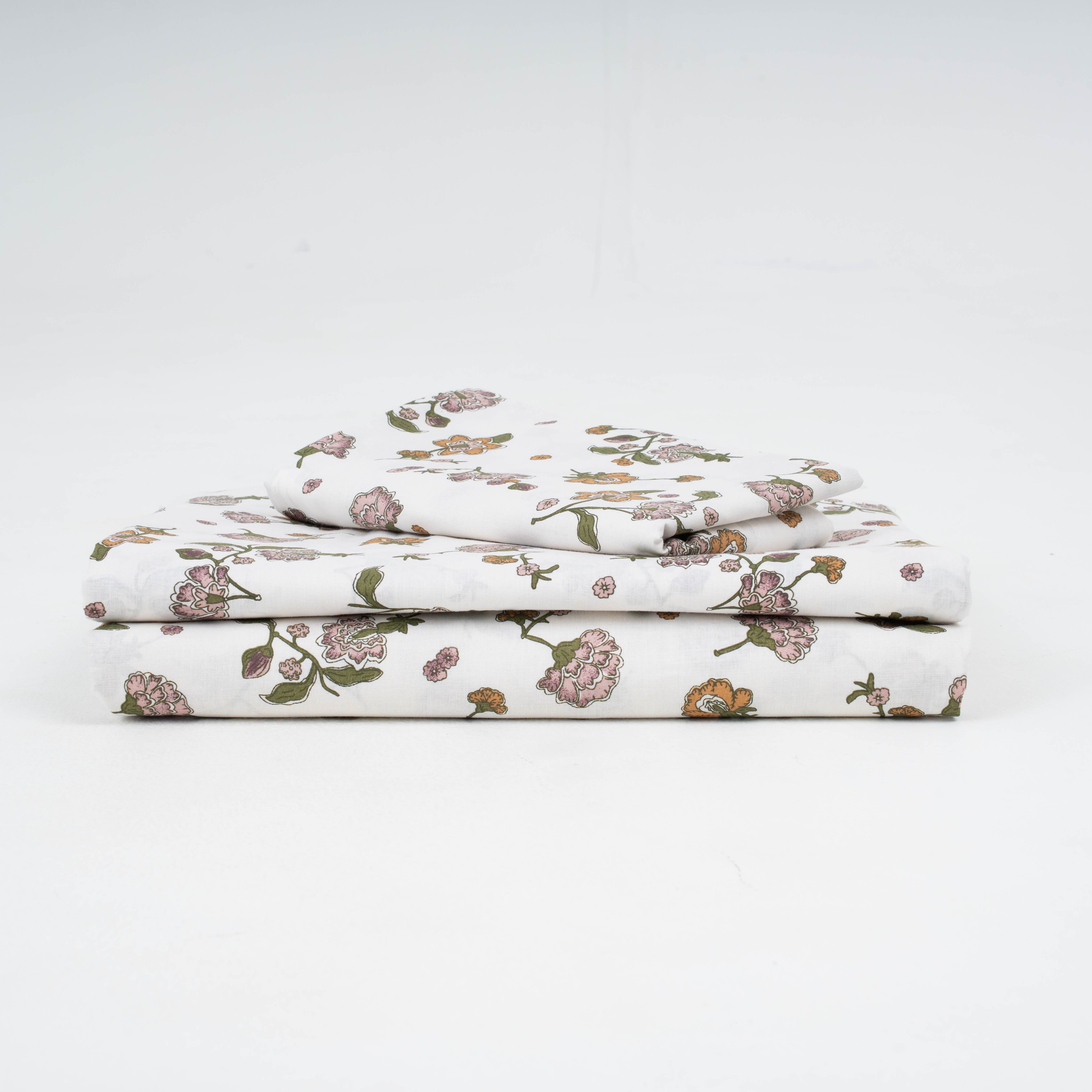 Juego de sábanas algodón Meghan verde seco - rosa keike