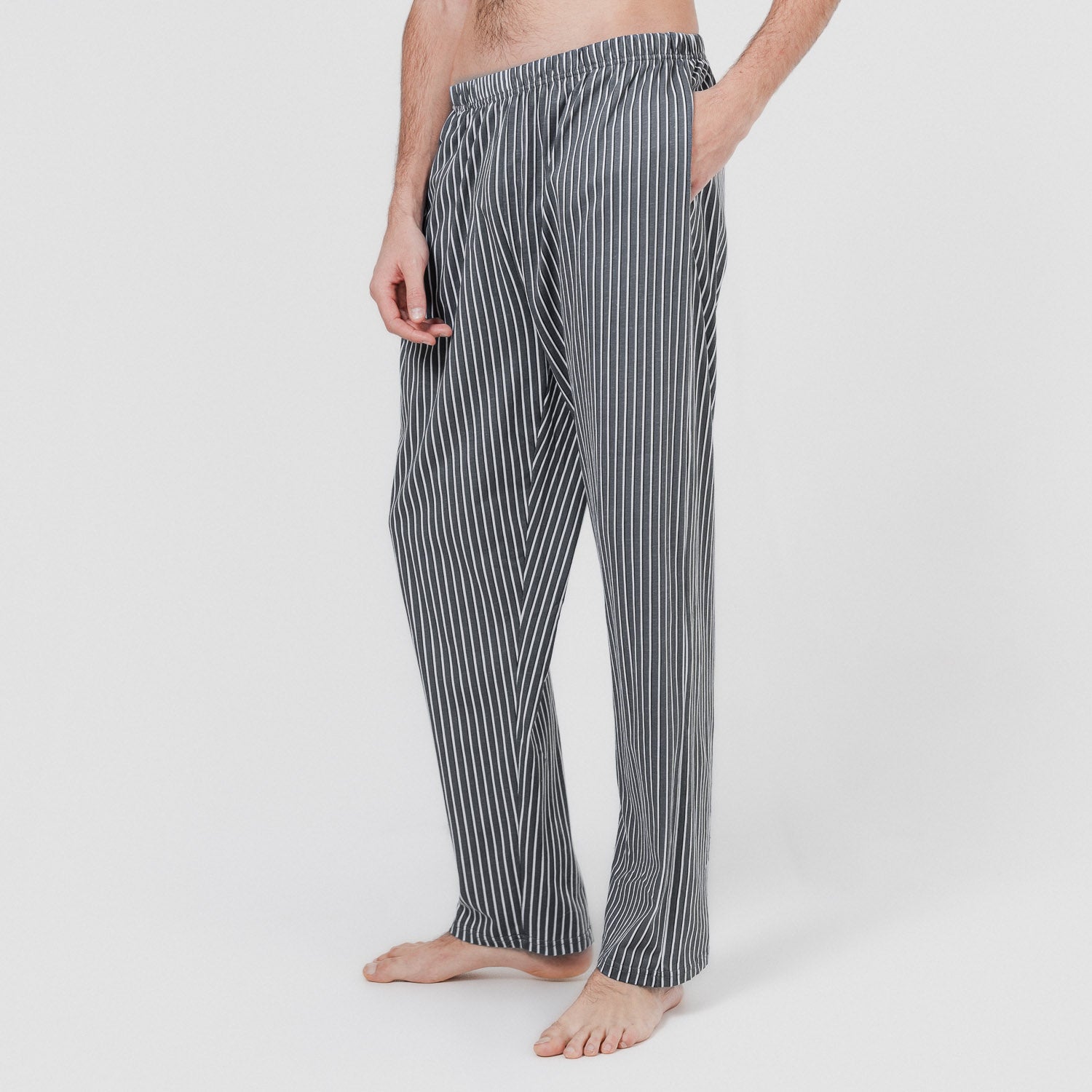 Pijama largo algodón hombre Raya Hercules Gris