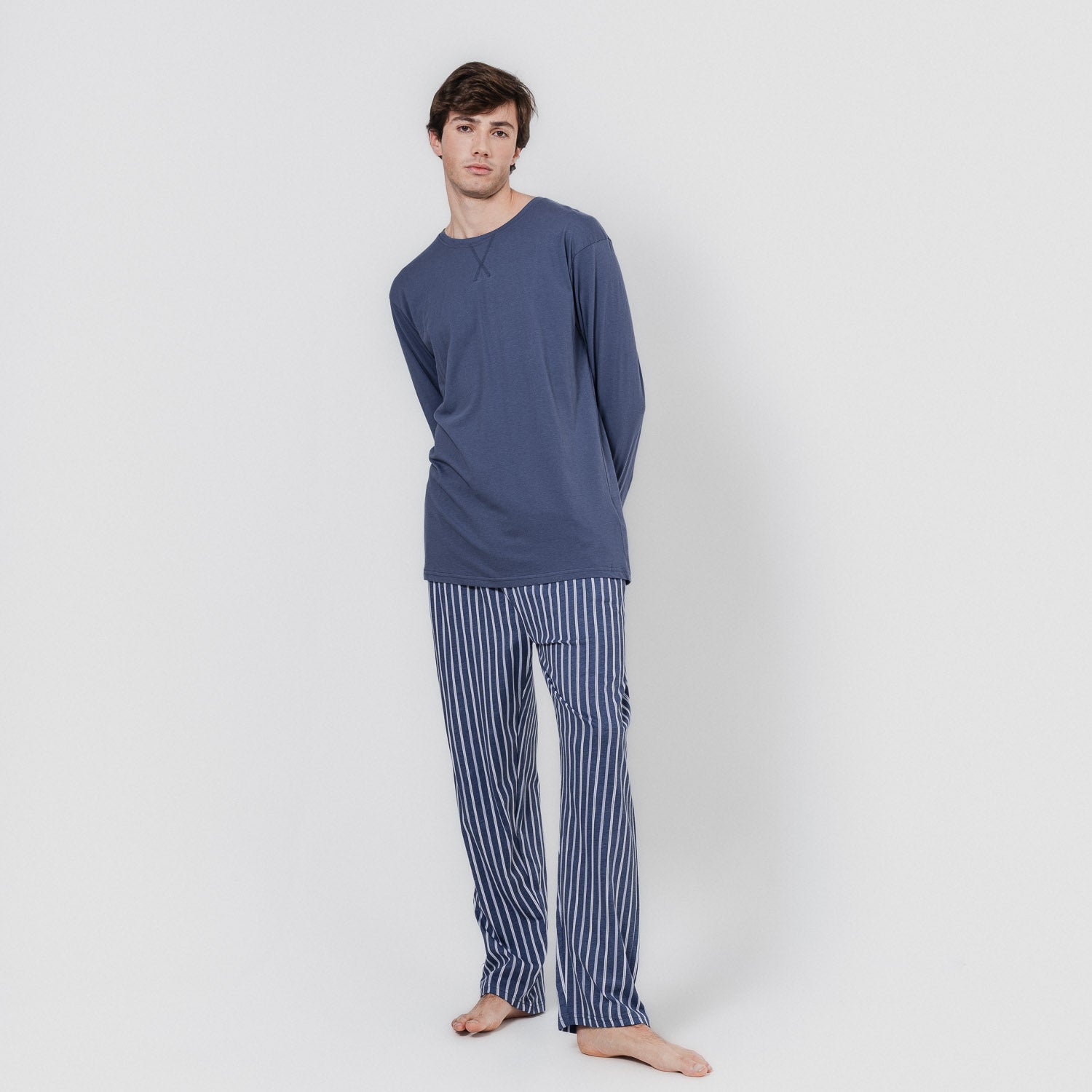 Pijama largo algodón hombre Raya Fernando Azul