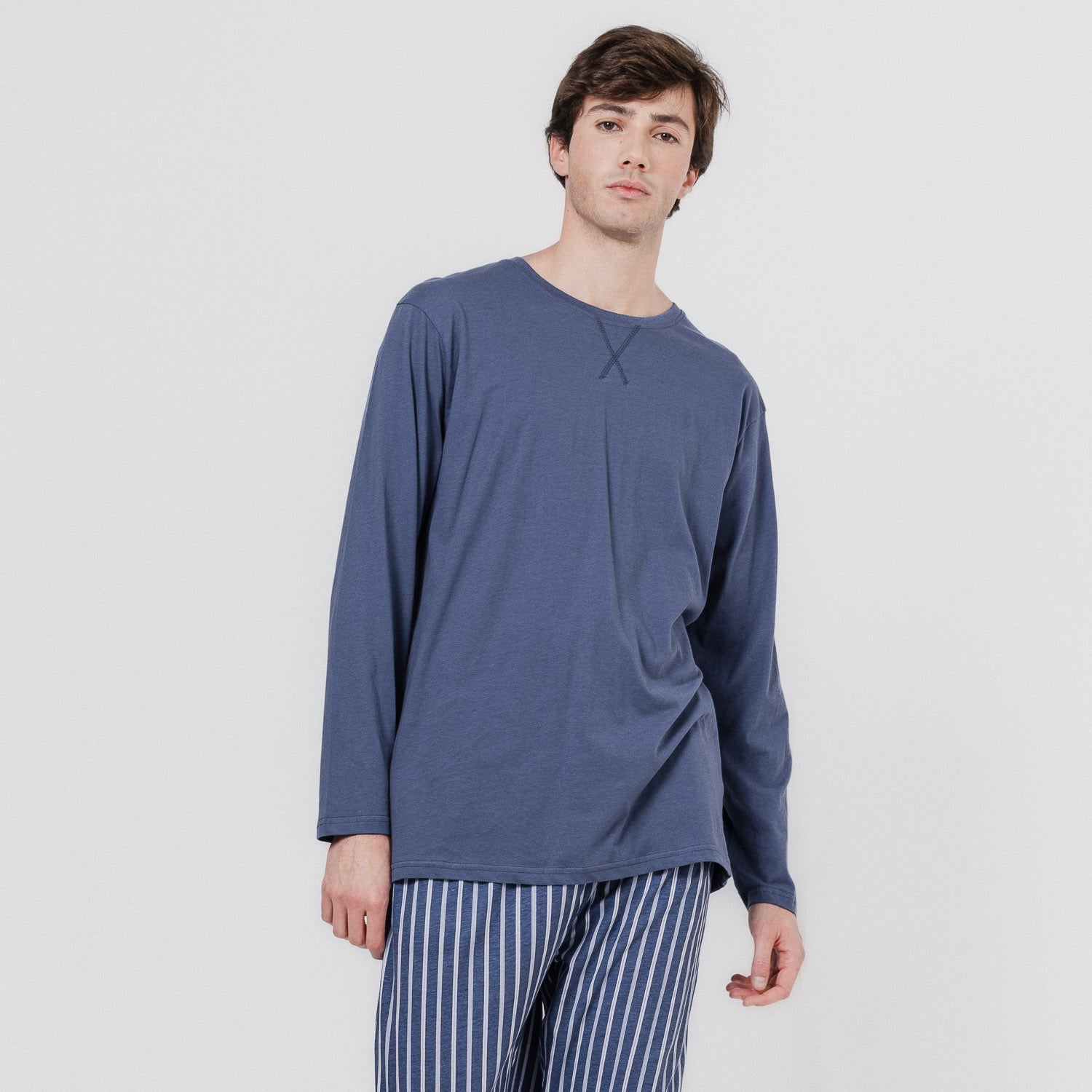 Pijama largo algodón hombre Raya Fernando Azul