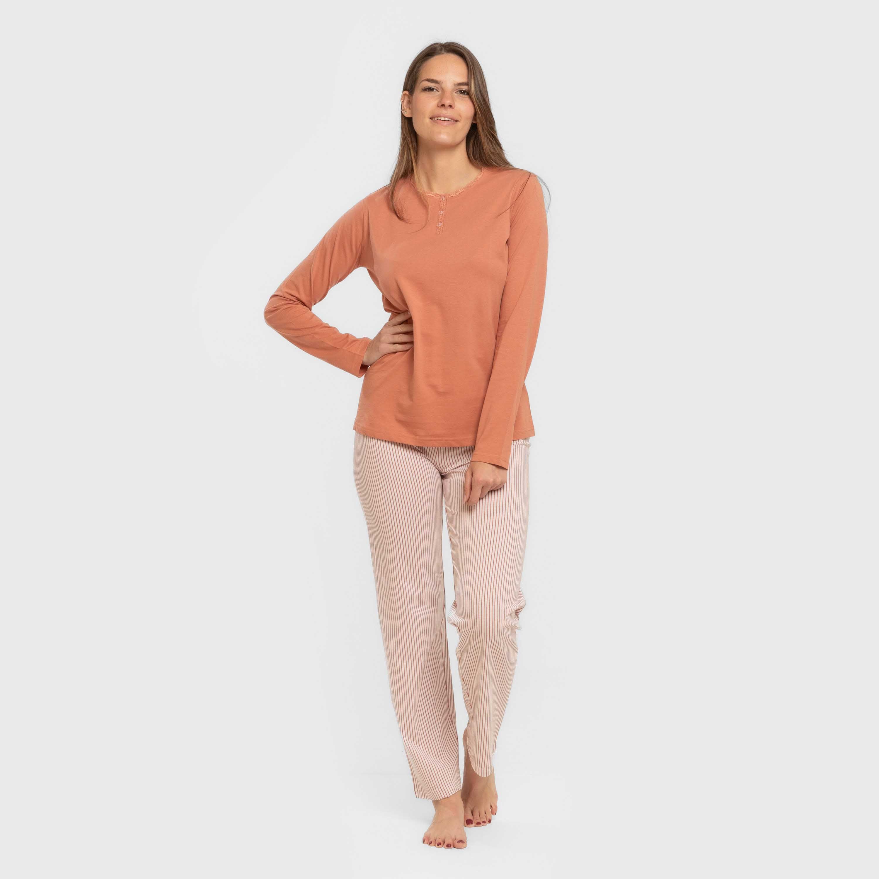 Pijama largo algodón Raya Mozarabe caldera