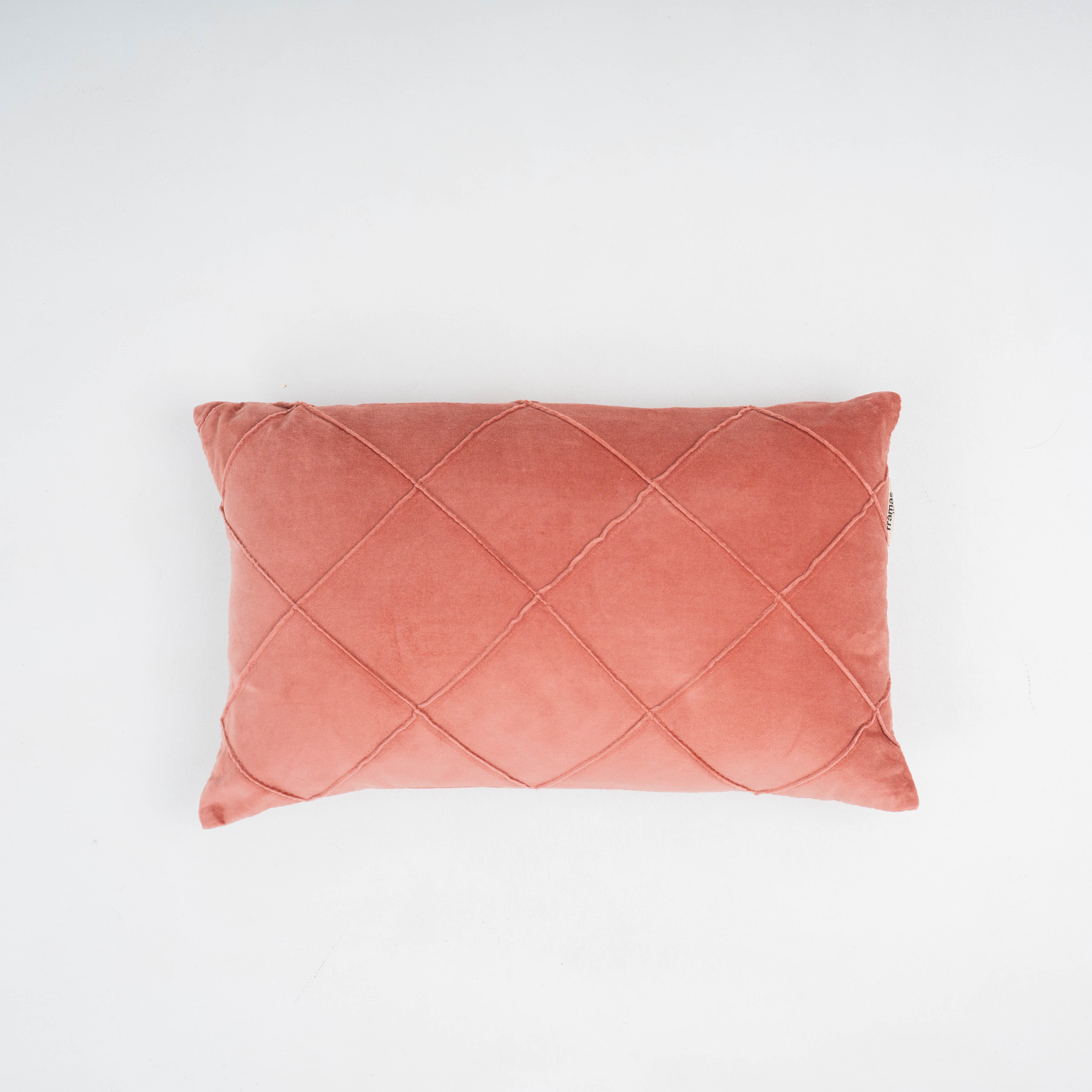 Cojín rectangular terciopelo algodón Rombo rosette - funda + relleno