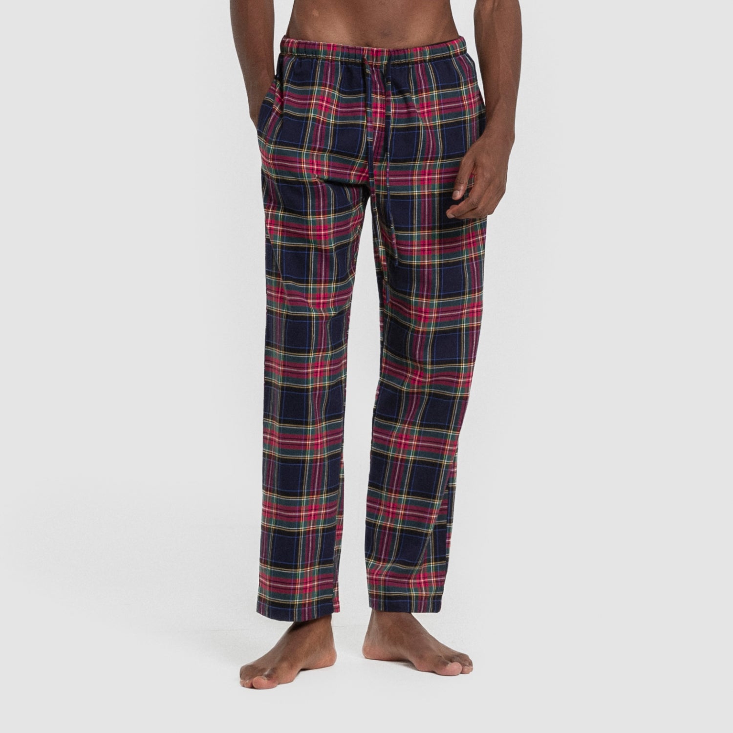 Pijama franela manga larga camisero hombre Cuadro Pluton azul