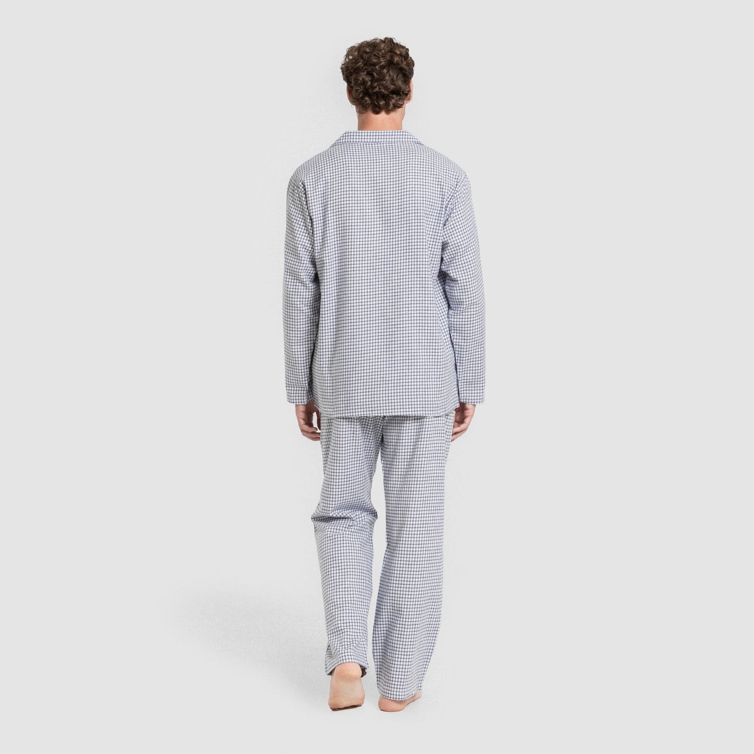 Pijama franela manga larga camisero hombre Cuadro Saul azul