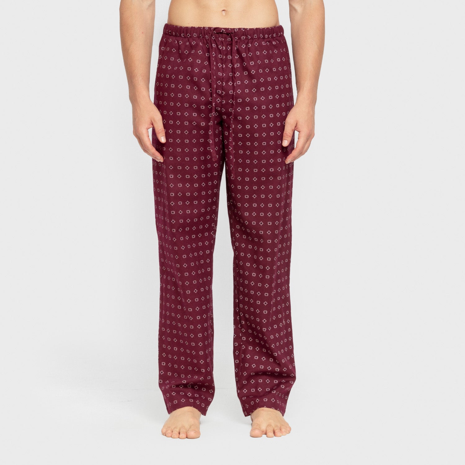Pijama franela manga larga camisero hombre Loui burdeos