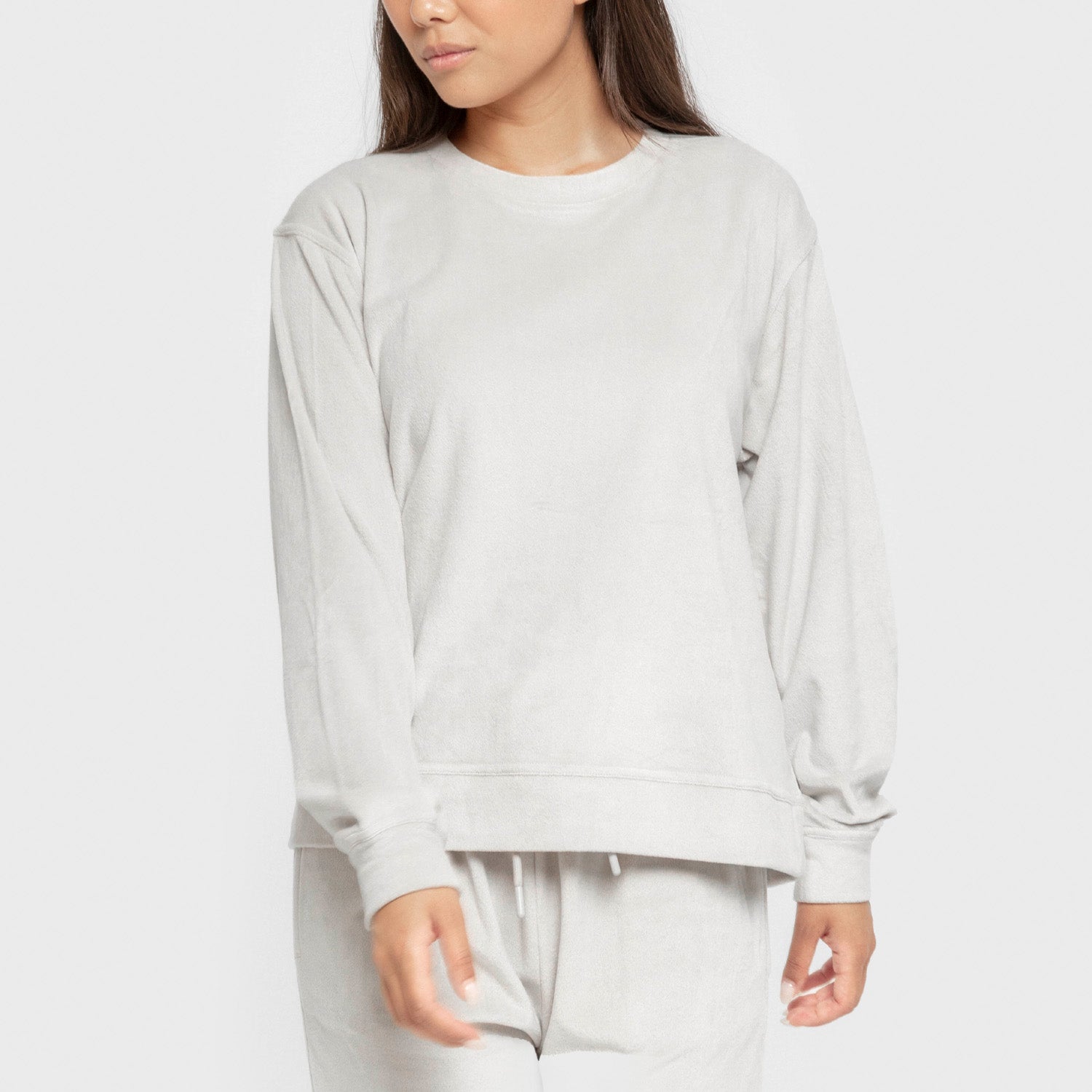 Pijama terciopelo super soft liso Gris Perla