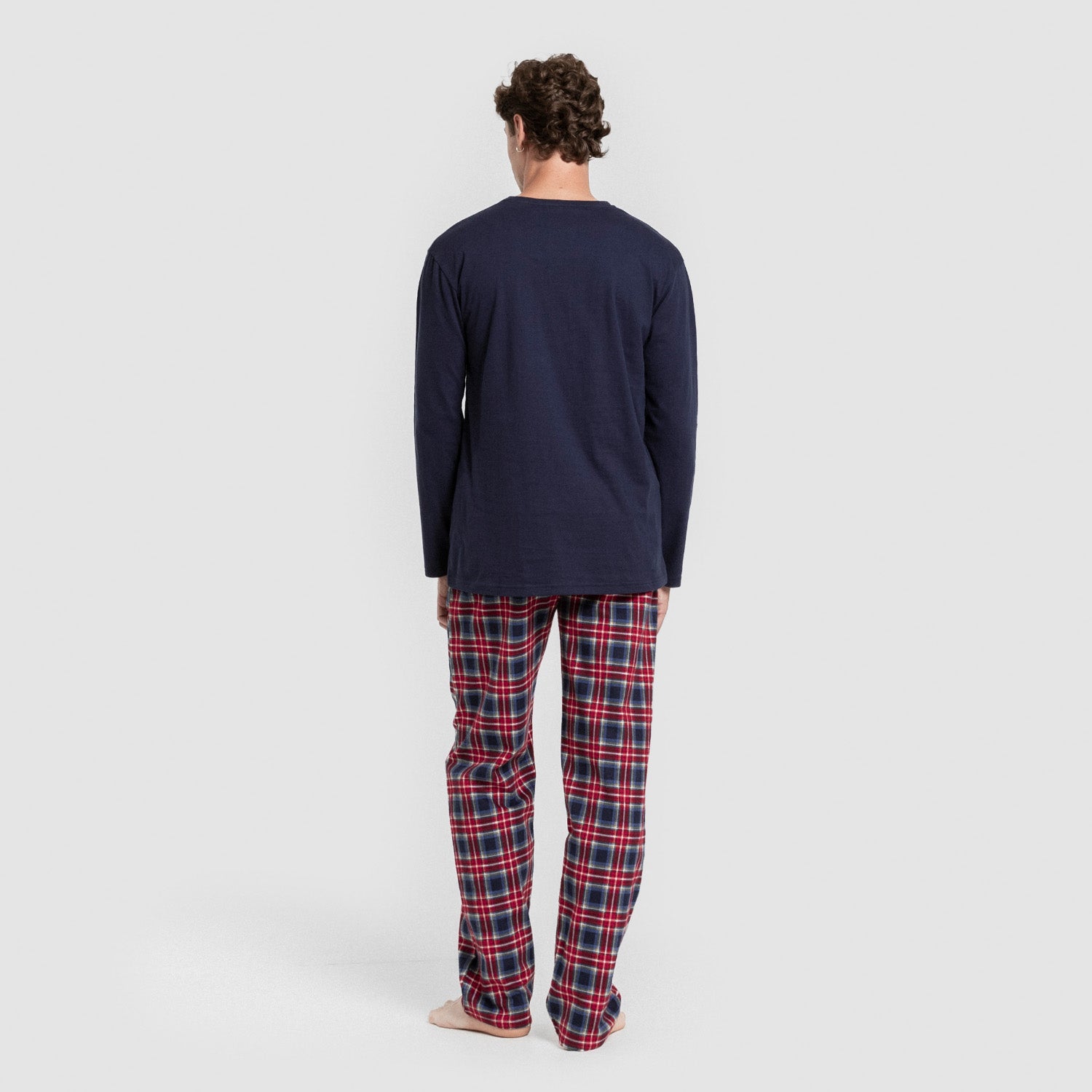 Pijama hombre franela Cuadro Tuc azul marino