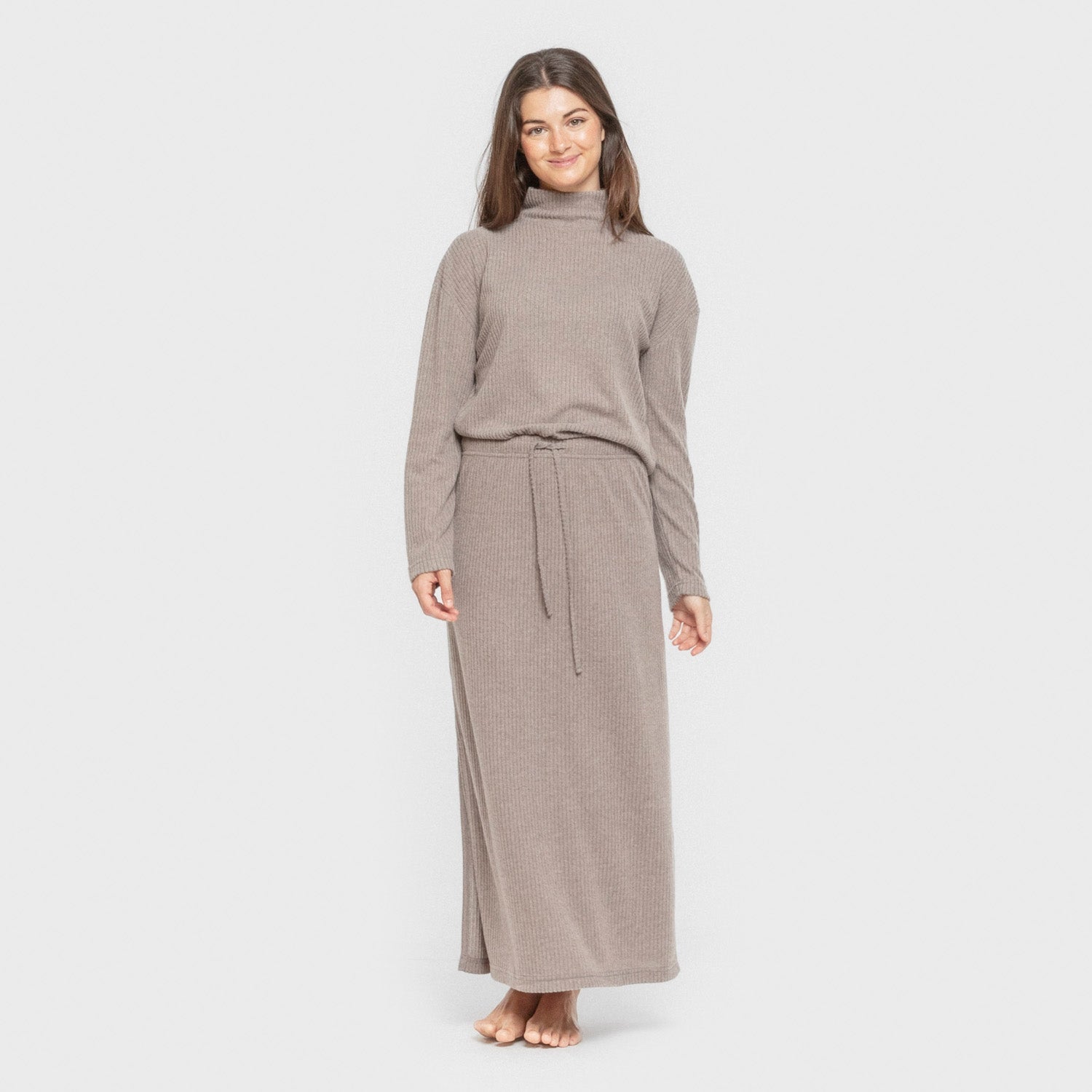 Jersey cuello subido rib canalé mujer