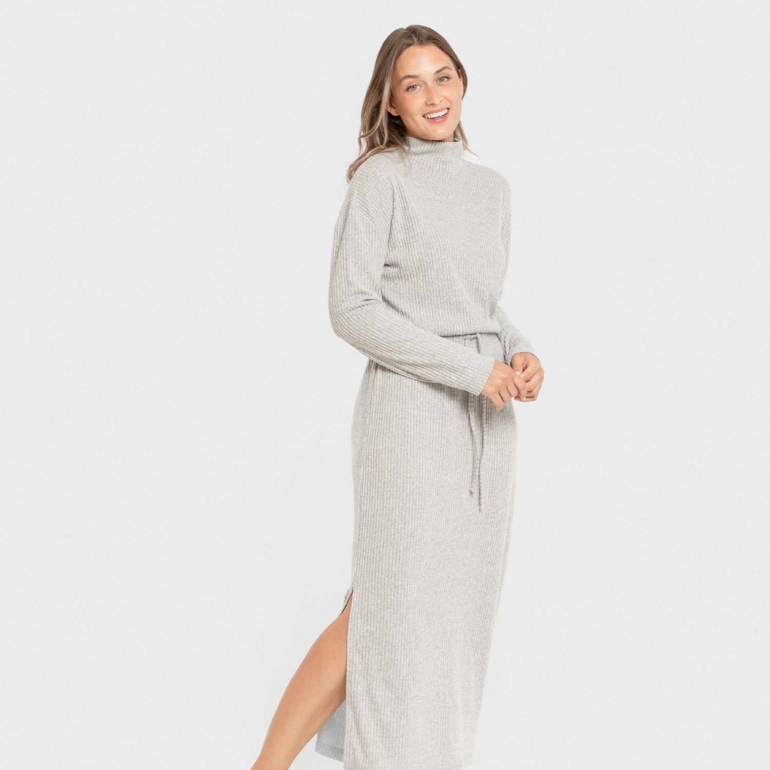 Falda midi rib canalé mujer