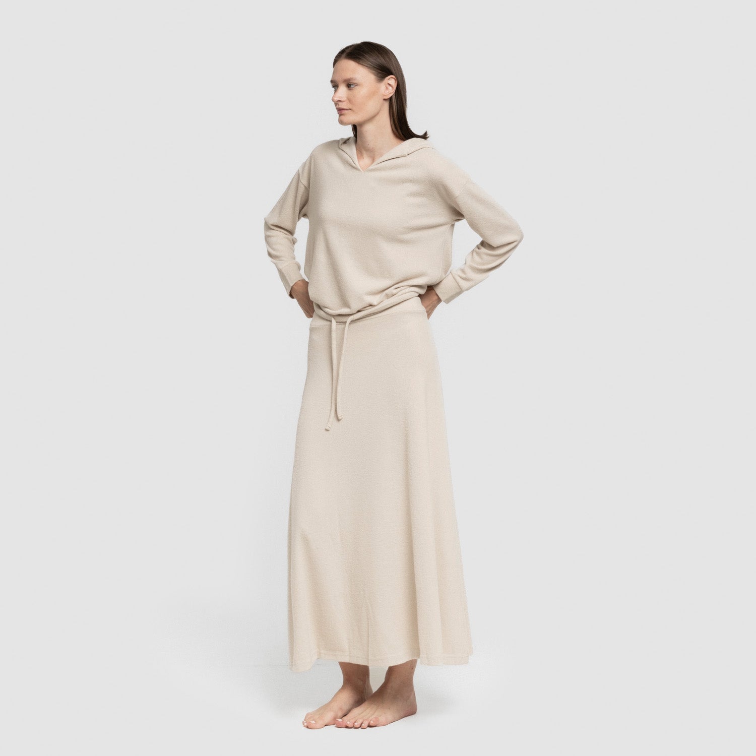 Falda midi evase new punto extra suave