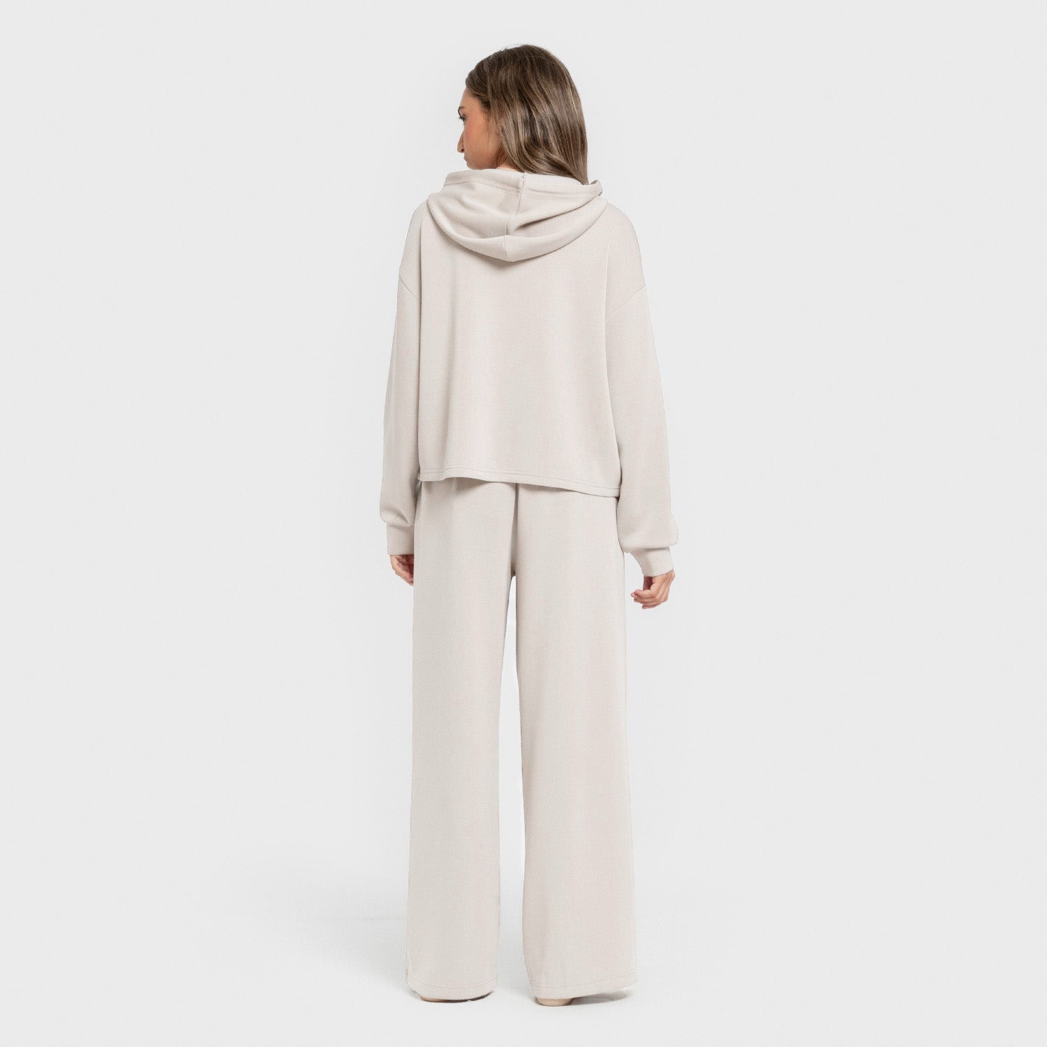 Sudadera capucha estilo modal mujer blanco natural