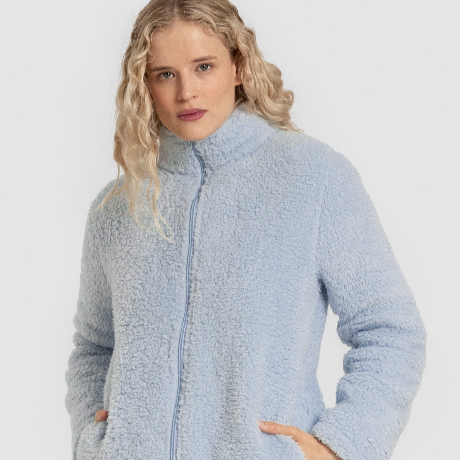 Felpa Sherpa da donna Azzurro Cielo