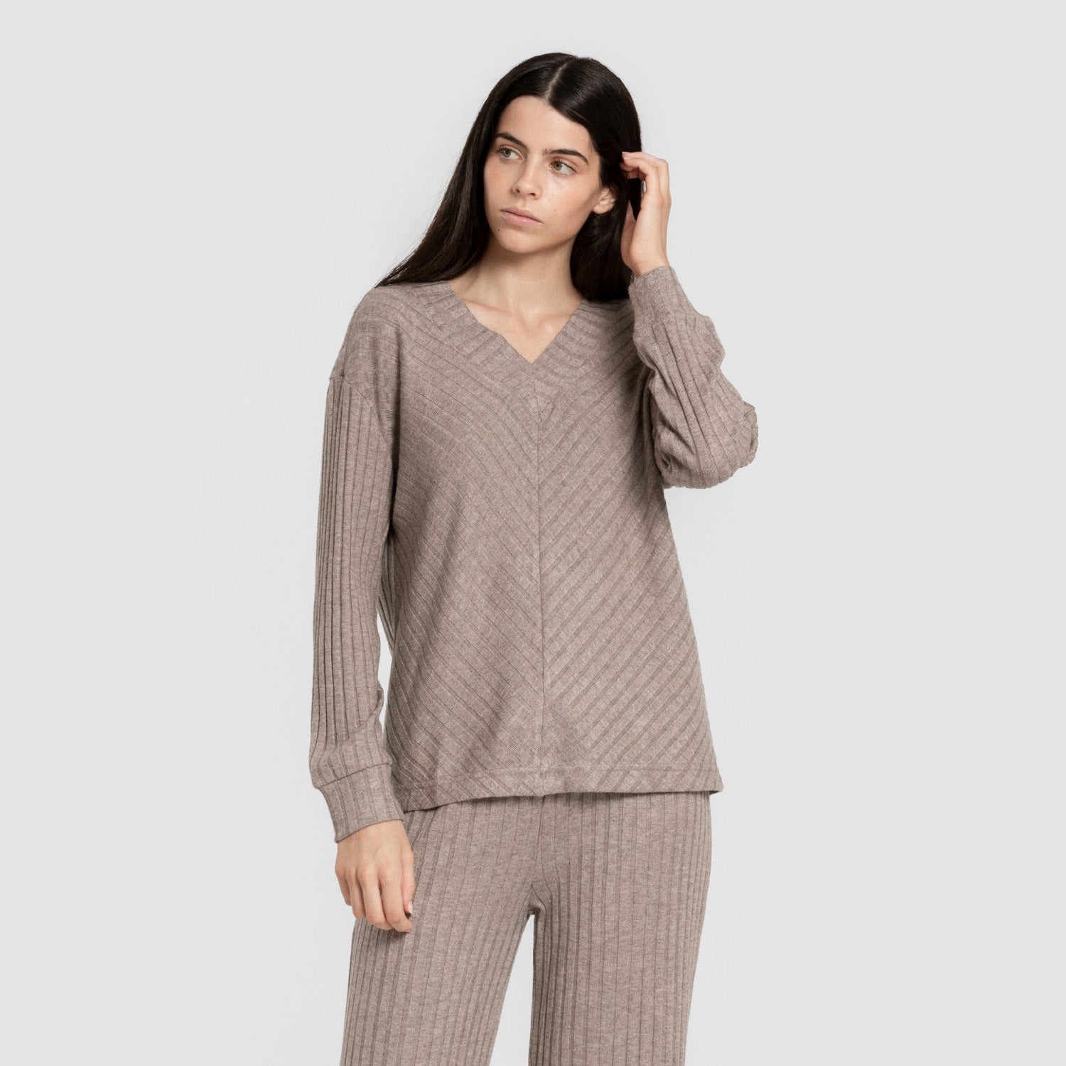 Jersey pico polyamide canalé mujer