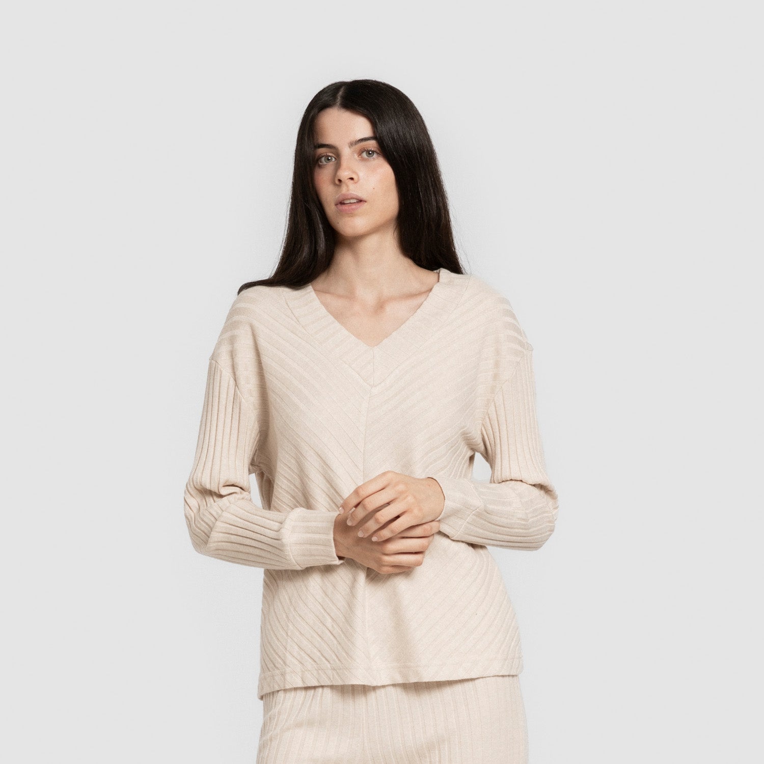 Jersey pico polyamide canalé mujer