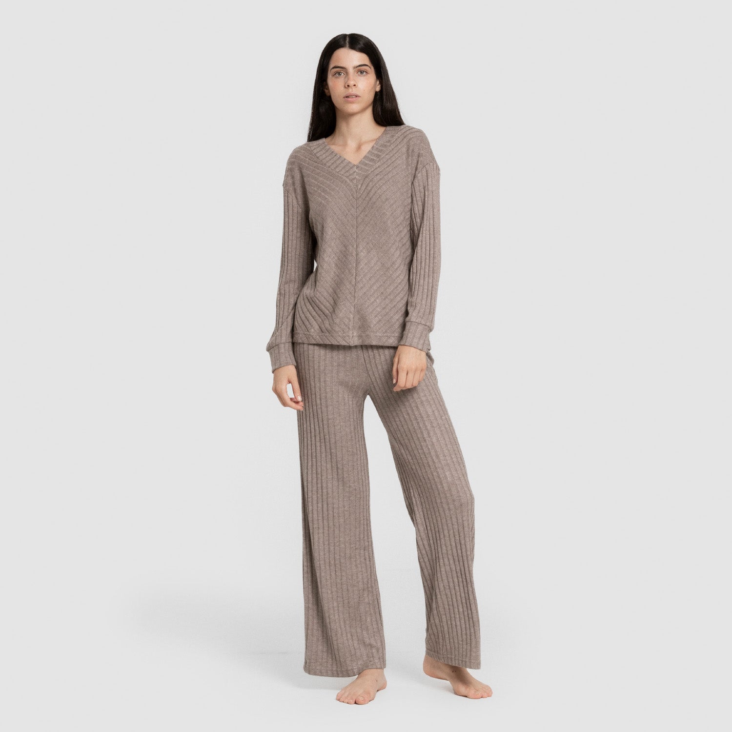 Pantalón largo polyamide canalé mujer