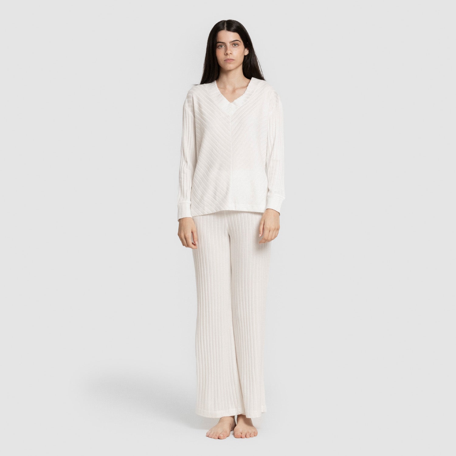 Pantalón largo polyamide canalé mujer