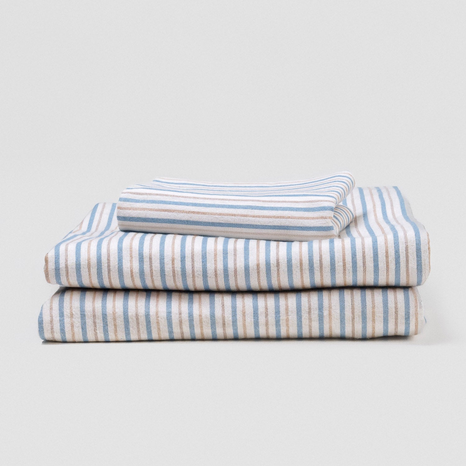 Juego de sábanas franela Raya Benet arena - índigo