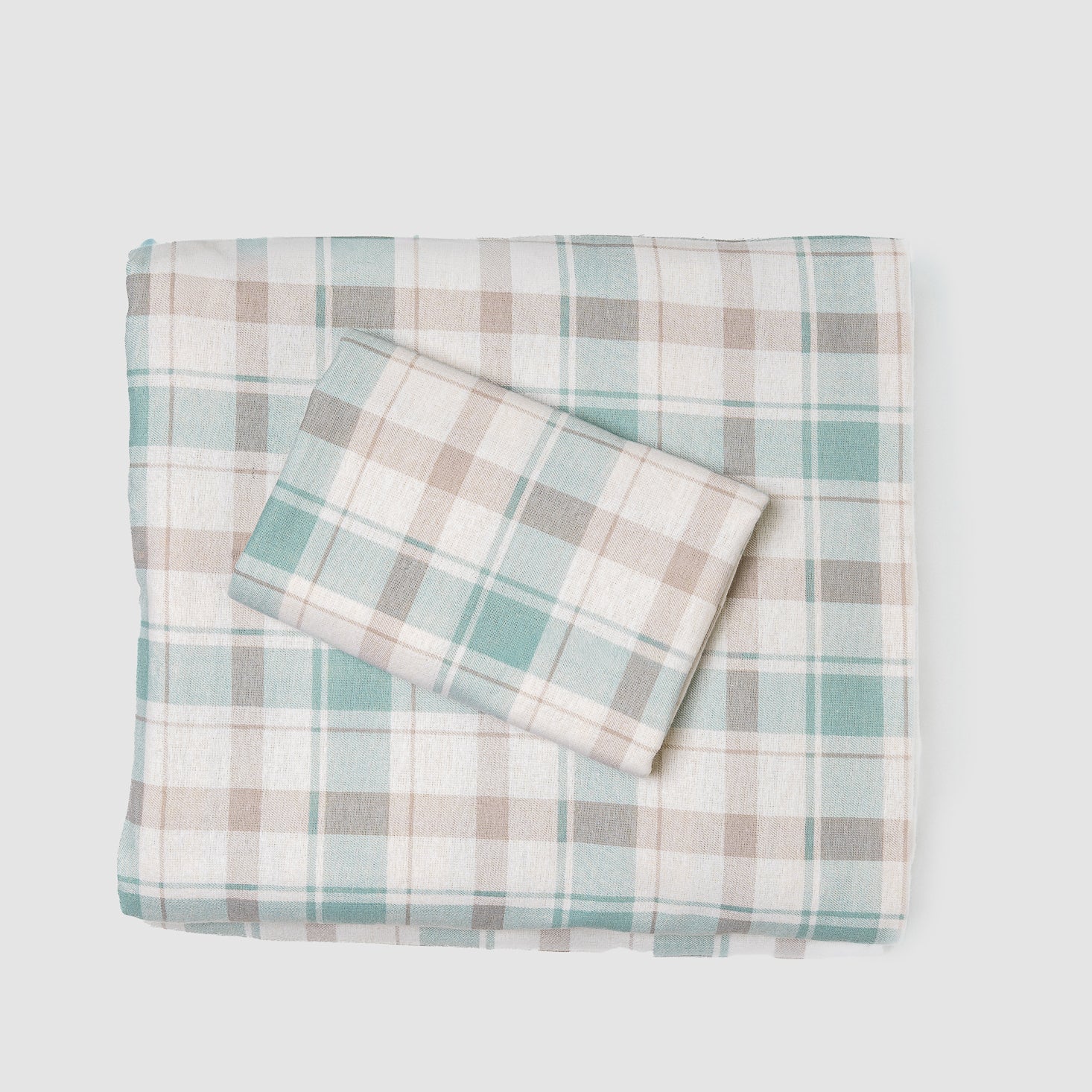 Juego de sábanas franela Cuadro Noric verde