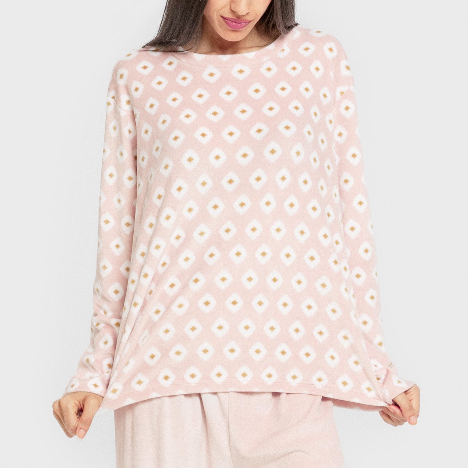 Pijama terciopelo super soft mujer Joy rosa palo