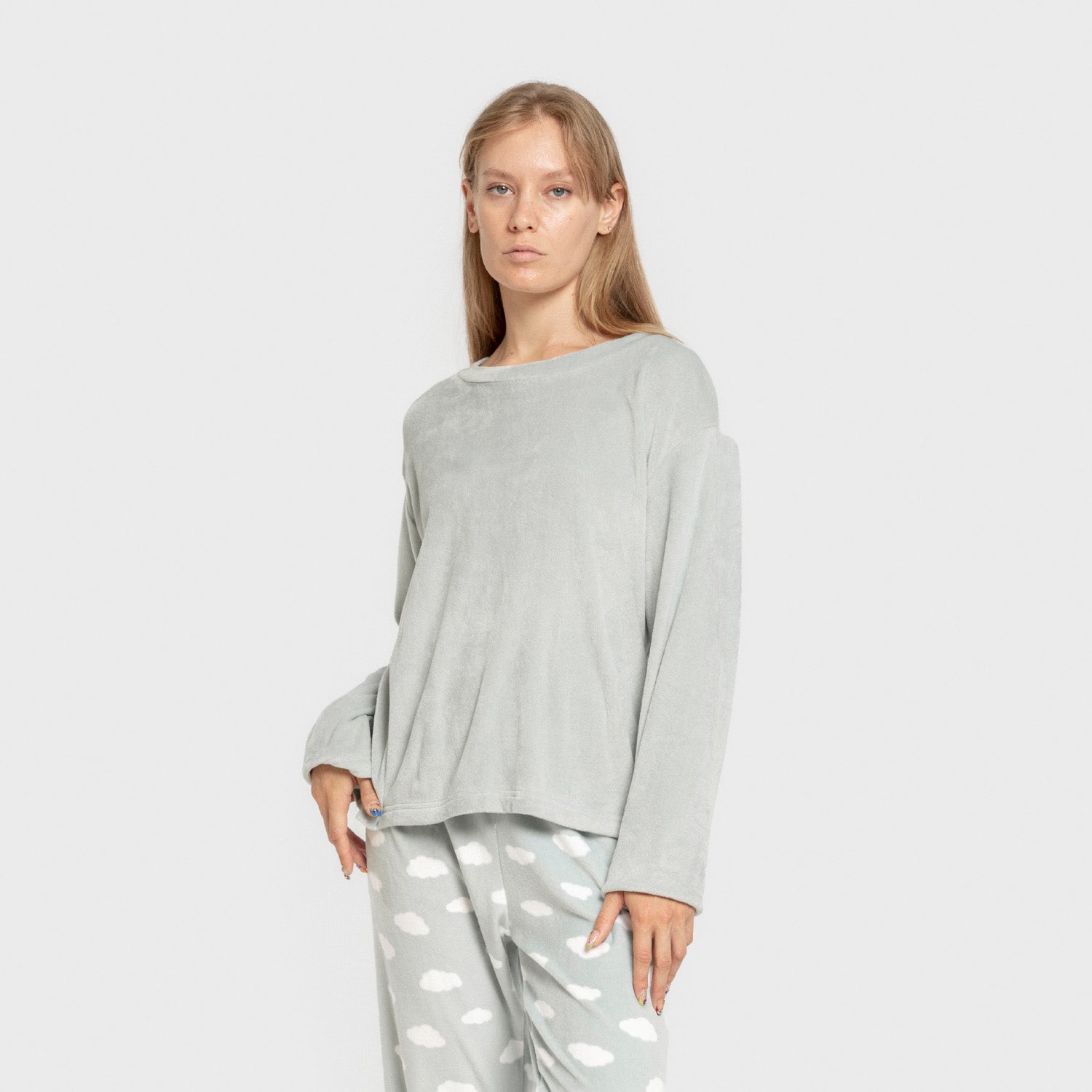 Pijama terciopelo super soft mujer Nubecita verde tiffany