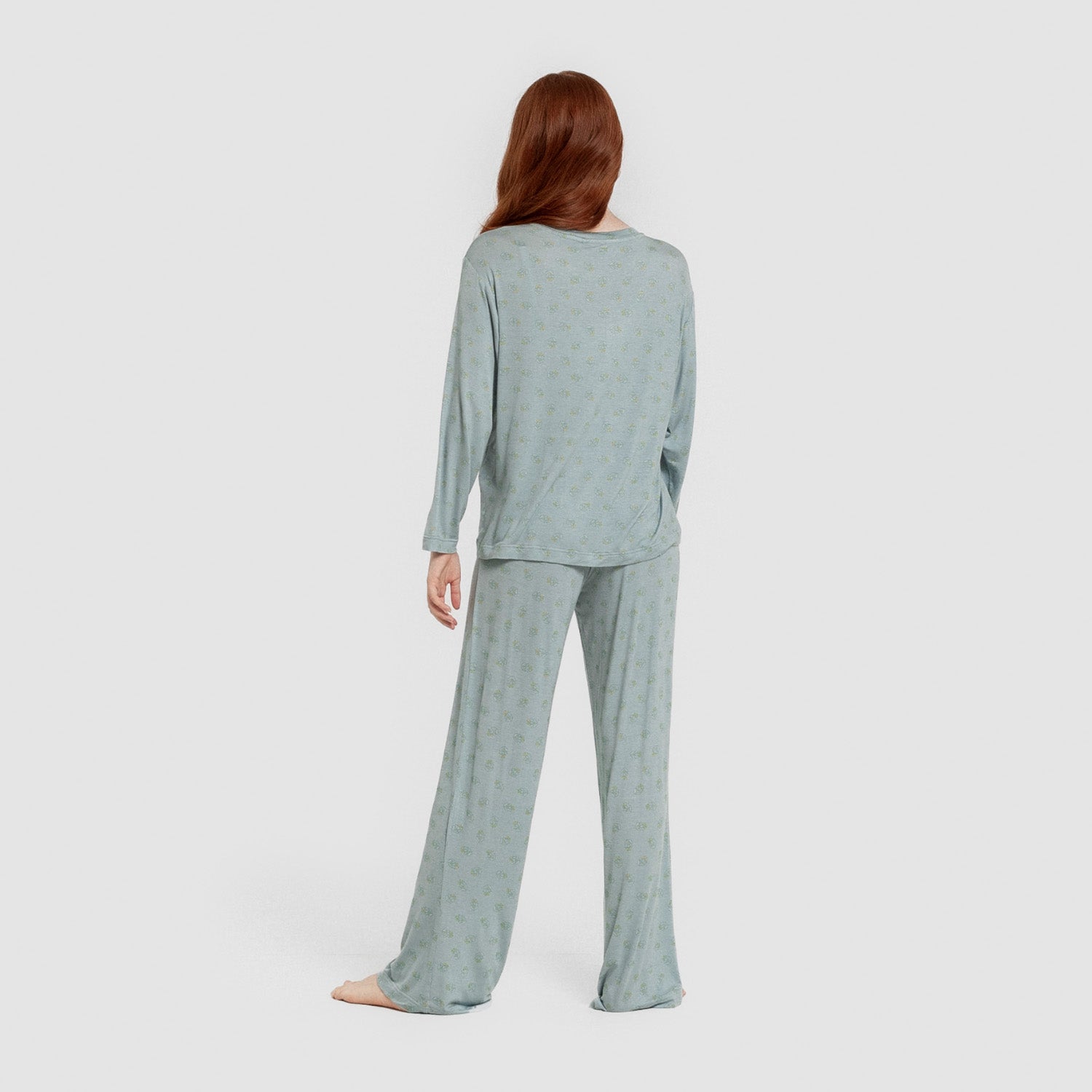 Pijama largo viscosa mujer Spring azul agua