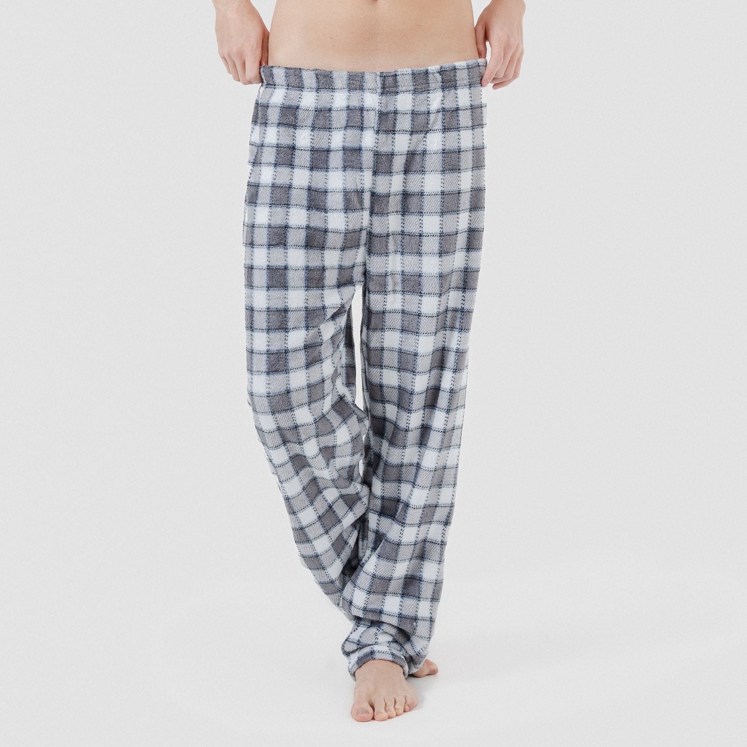 Pijama coral hombre Cuadro Gustavo gris